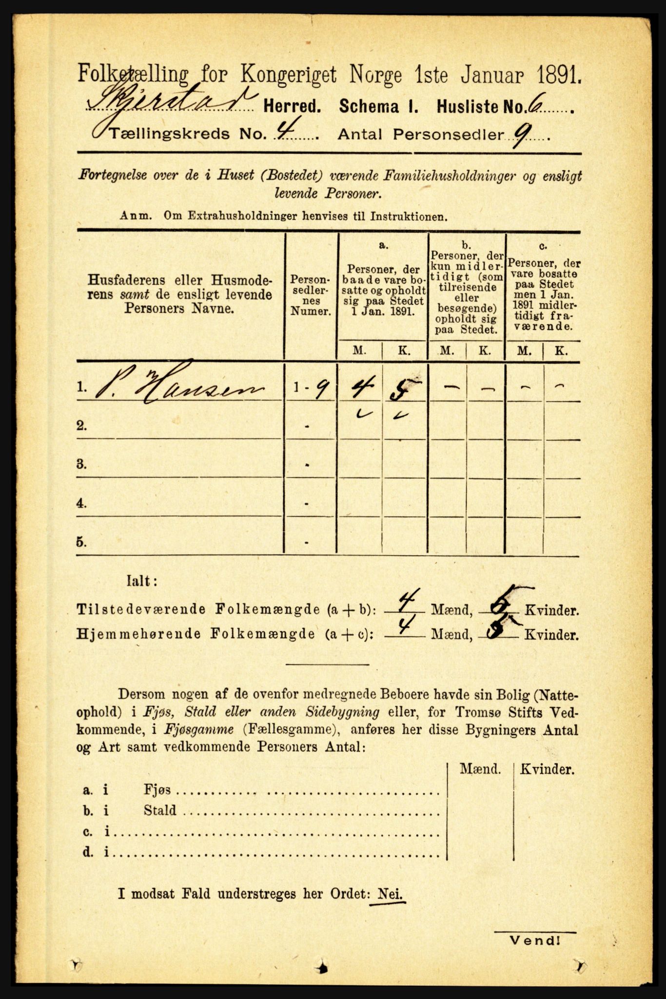 RA, 1891 census for 1842 Skjerstad, 1891, p. 1067