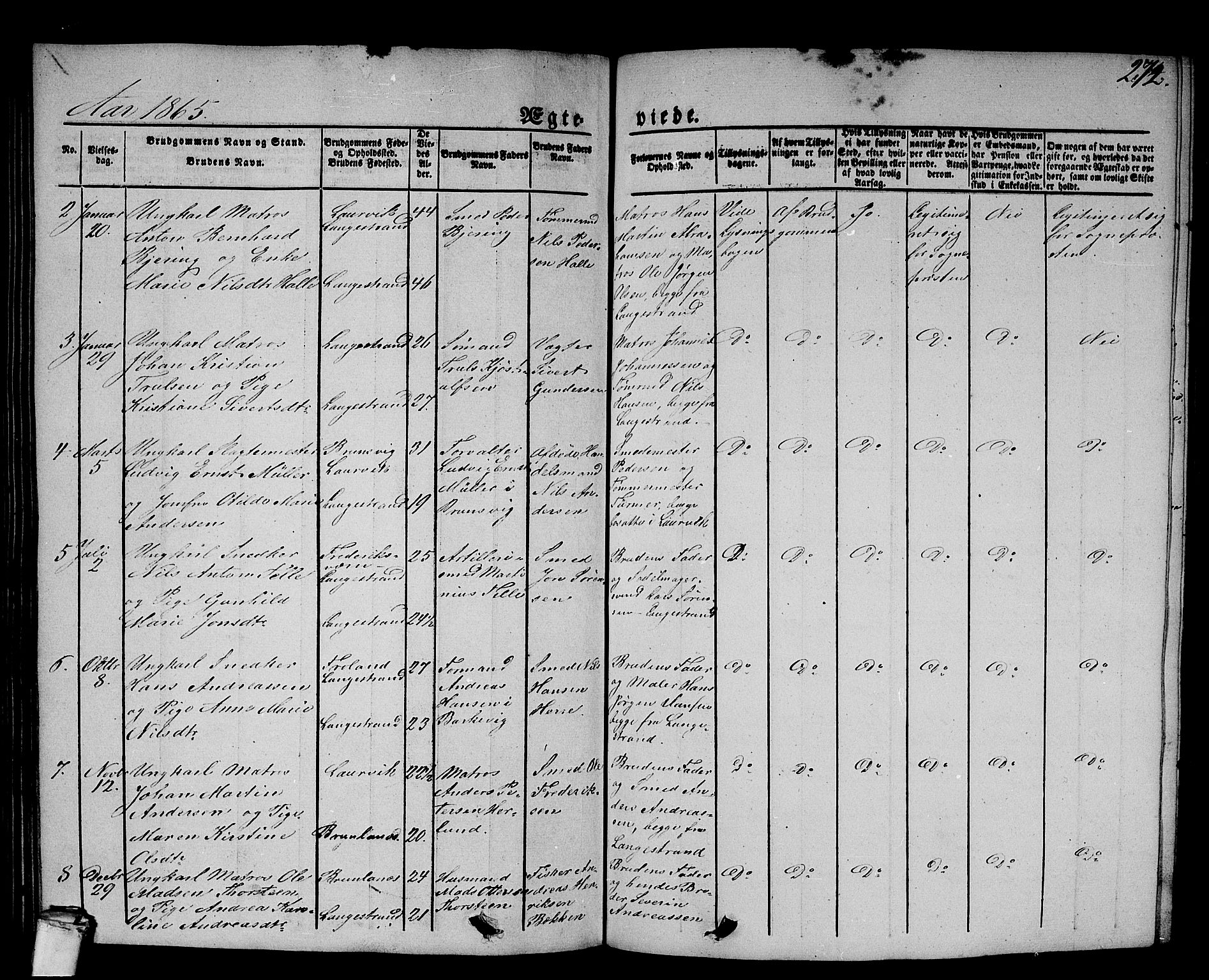 Larvik kirkebøker, AV/SAKO-A-352/G/Gb/L0002: Parish register (copy) no. II 2, 1843-1866, p. 272