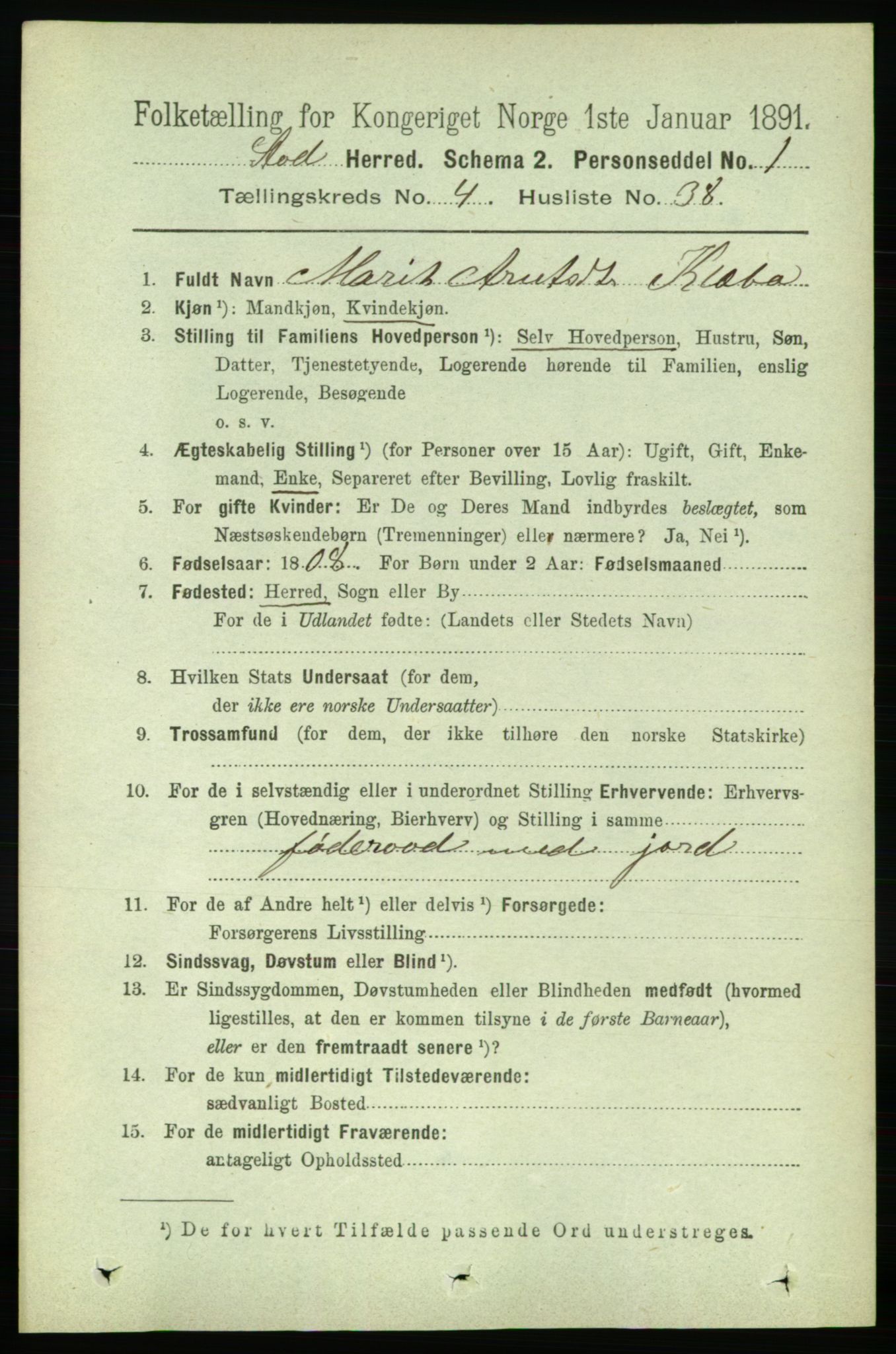 RA, 1891 census for 1734 Stod, 1891, p. 1966