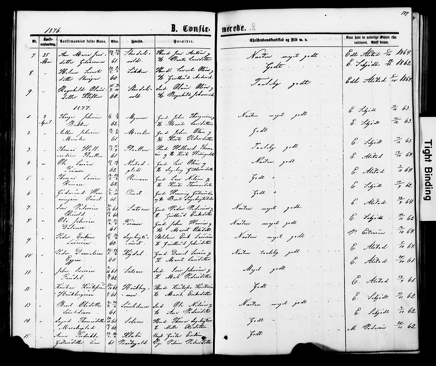 Ministerialprotokoller, klokkerbøker og fødselsregistre - Nord-Trøndelag, SAT/A-1458/706/L0049: Parish register (copy) no. 706C01, 1864-1895, p. 127