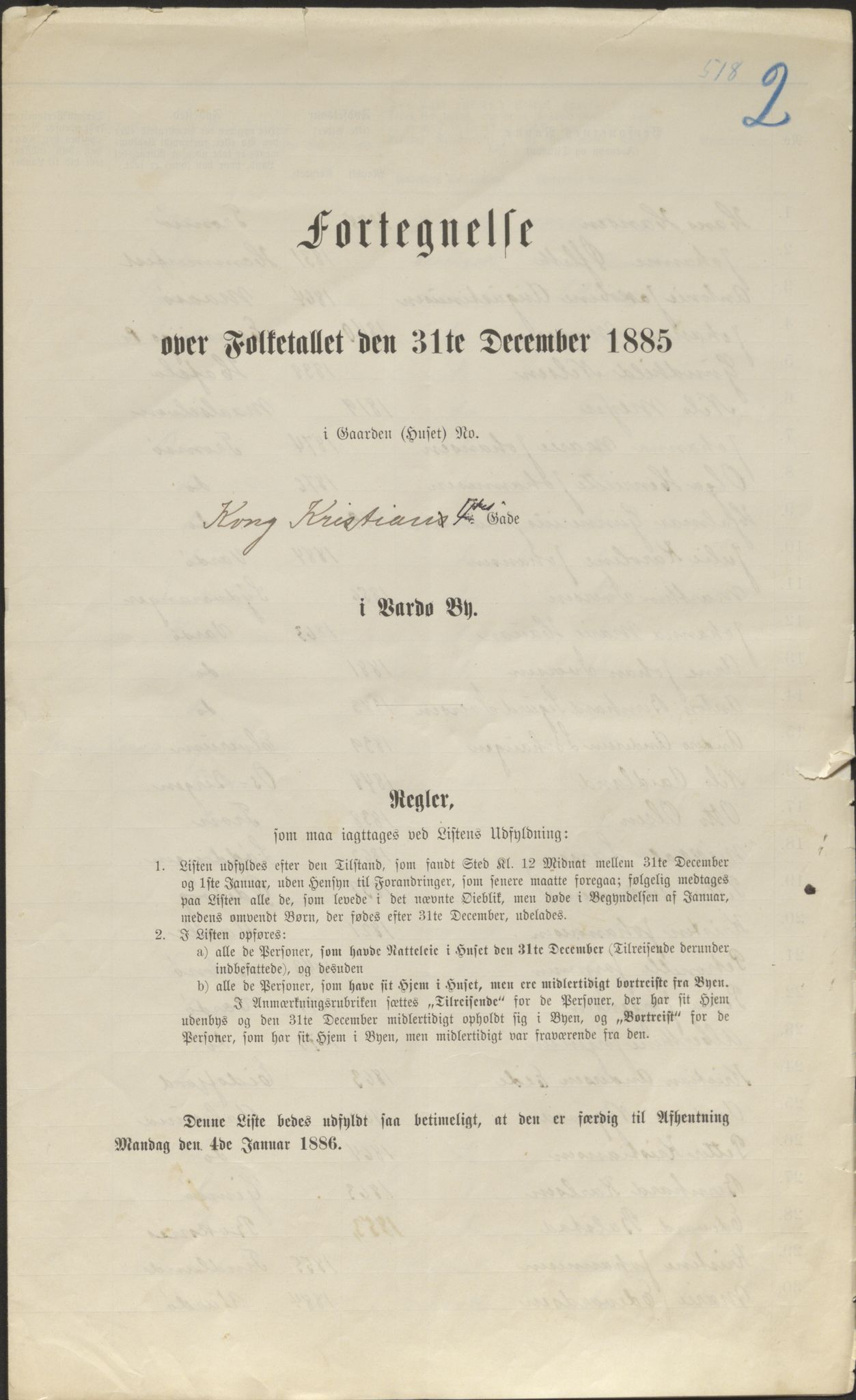 SATØ, 1885 census for 2002 Vardø, 1885, p. 2a