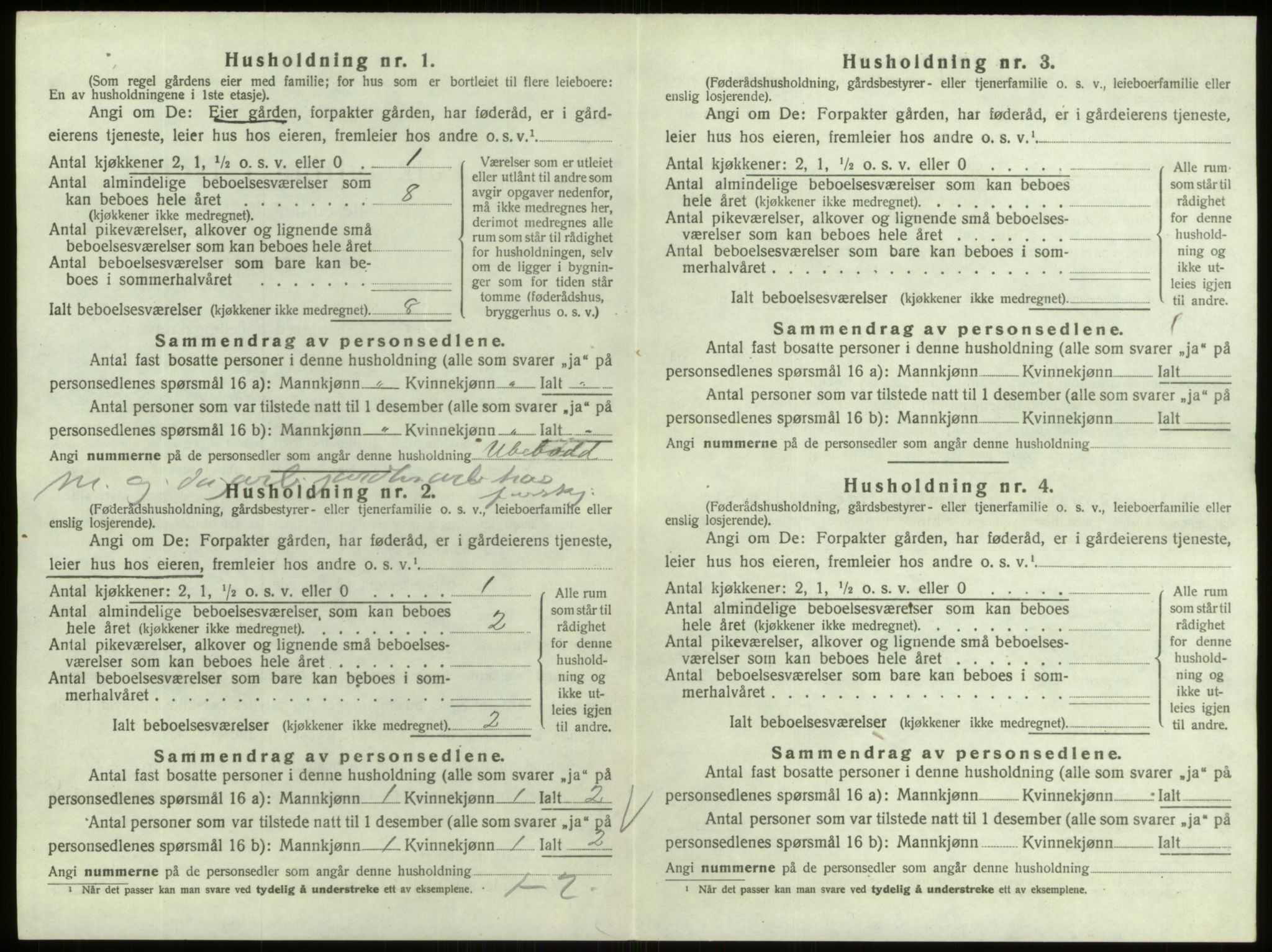 SAO, 1920 census for Berg, 1920, p. 250