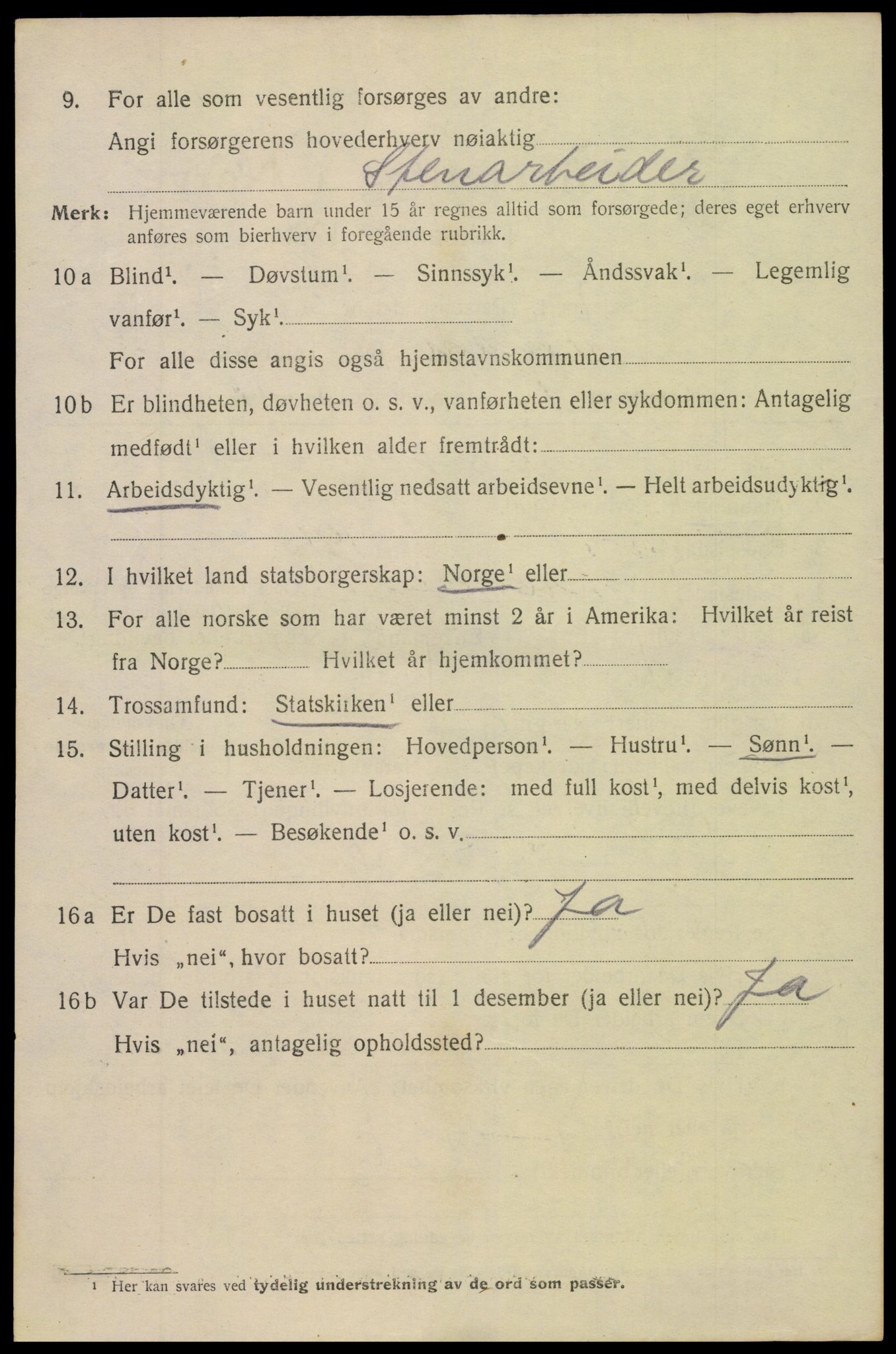 SAK, 1920 census for Arendal, 1920, p. 16107