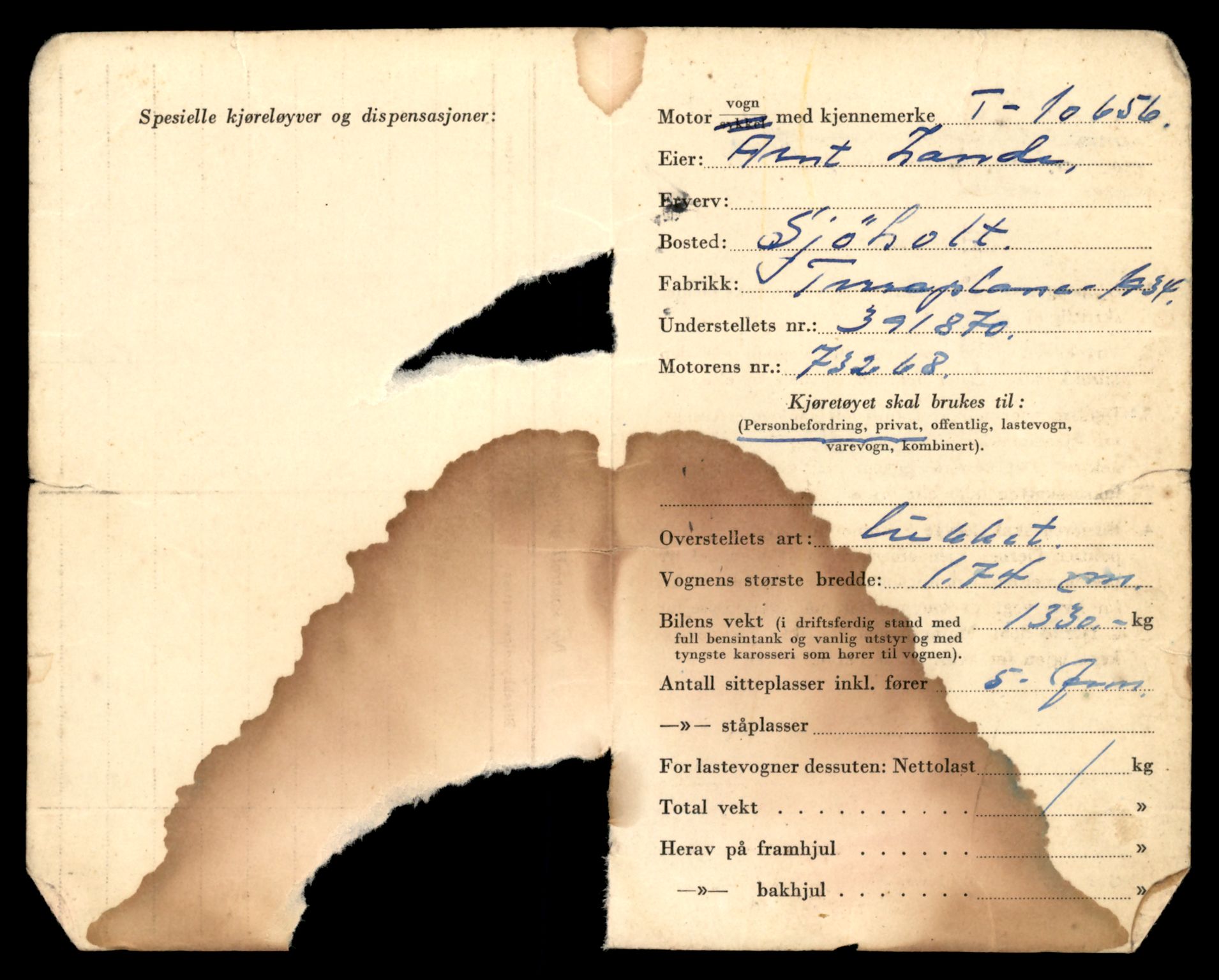 Møre og Romsdal vegkontor - Ålesund trafikkstasjon, AV/SAT-A-4099/F/Fe/L0022: Registreringskort for kjøretøy T 10584 - T 10694, 1927-1998, p. 2061