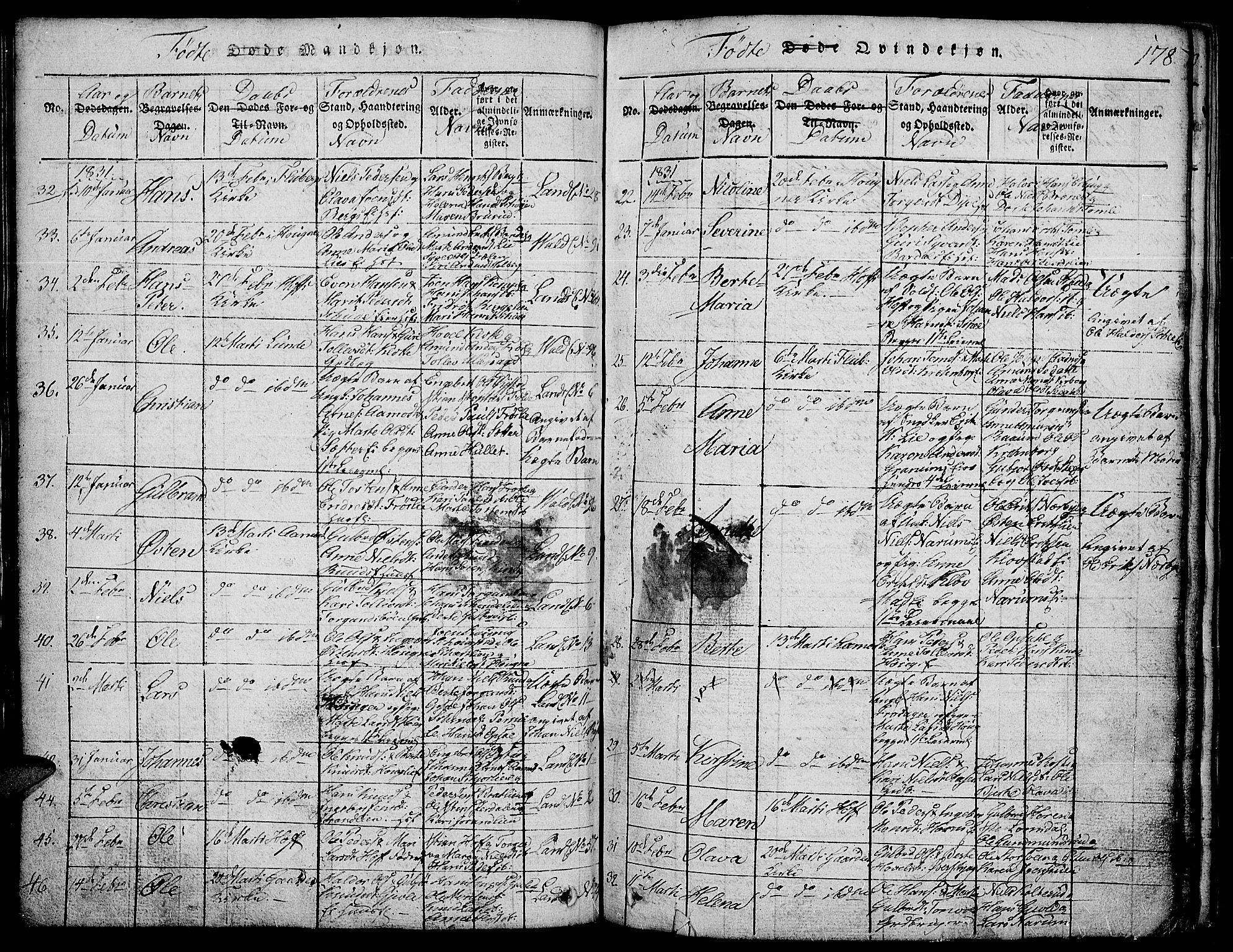 Land prestekontor, AV/SAH-PREST-120/H/Ha/Hab/L0001: Parish register (copy) no. 1, 1814-1833, p. 178