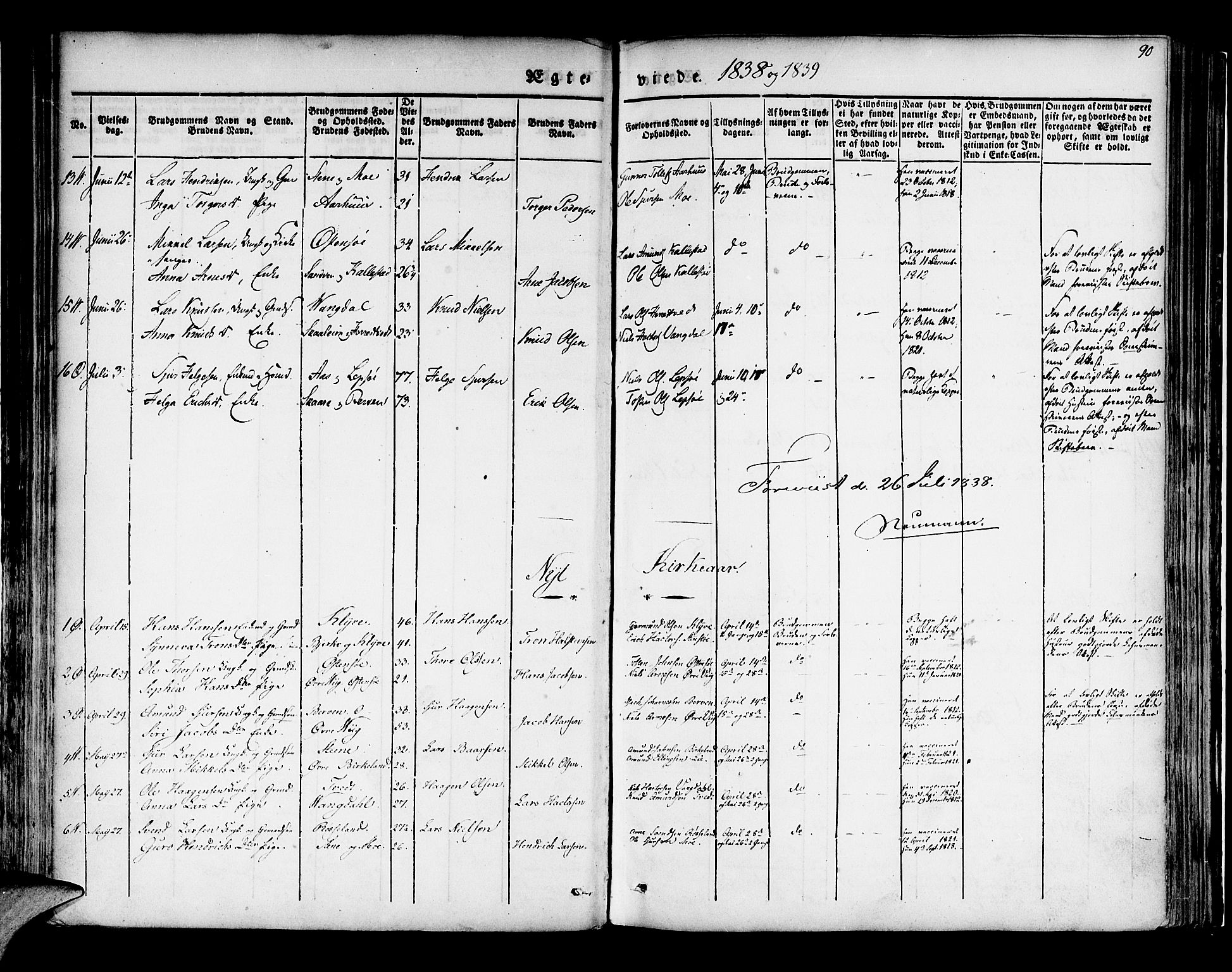 Kvam sokneprestembete, SAB/A-76201/H/Haa: Parish register (official) no. A 7, 1832-1843, p. 90