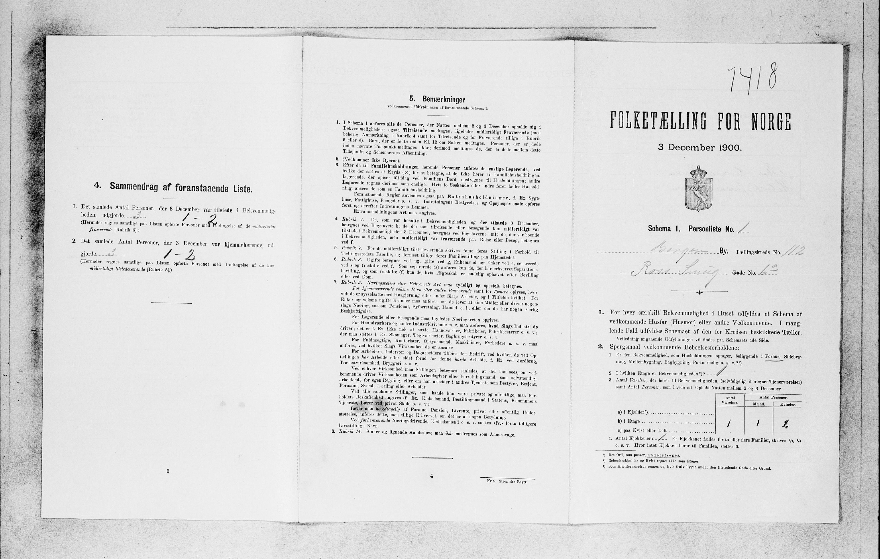 SAB, 1900 census for Bergen, 1900, p. 23258