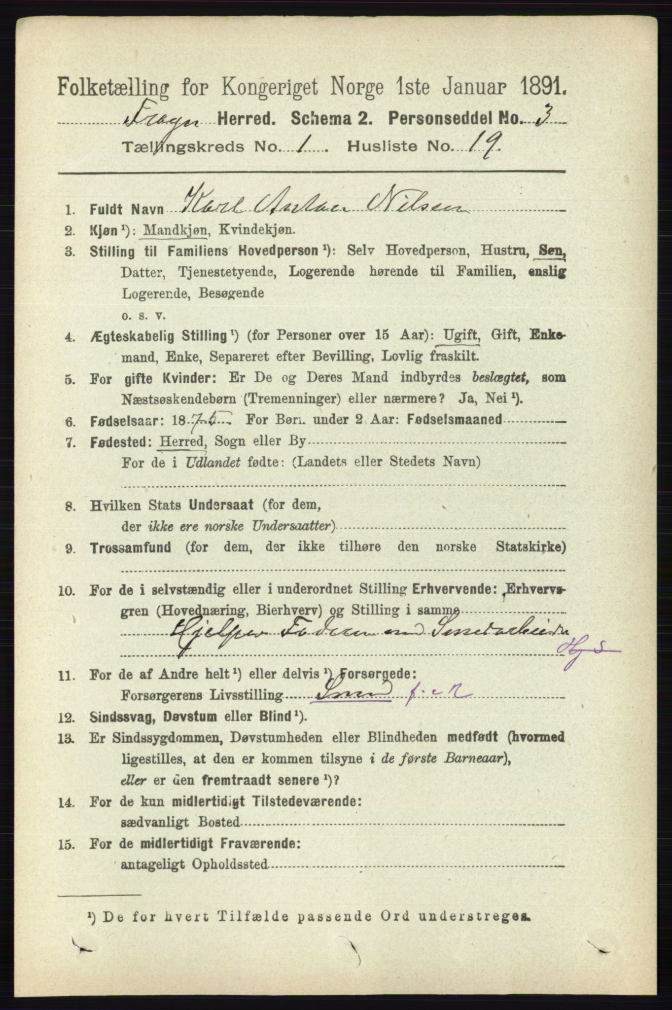 RA, 1891 census for 0215 Frogn, 1891, p. 243