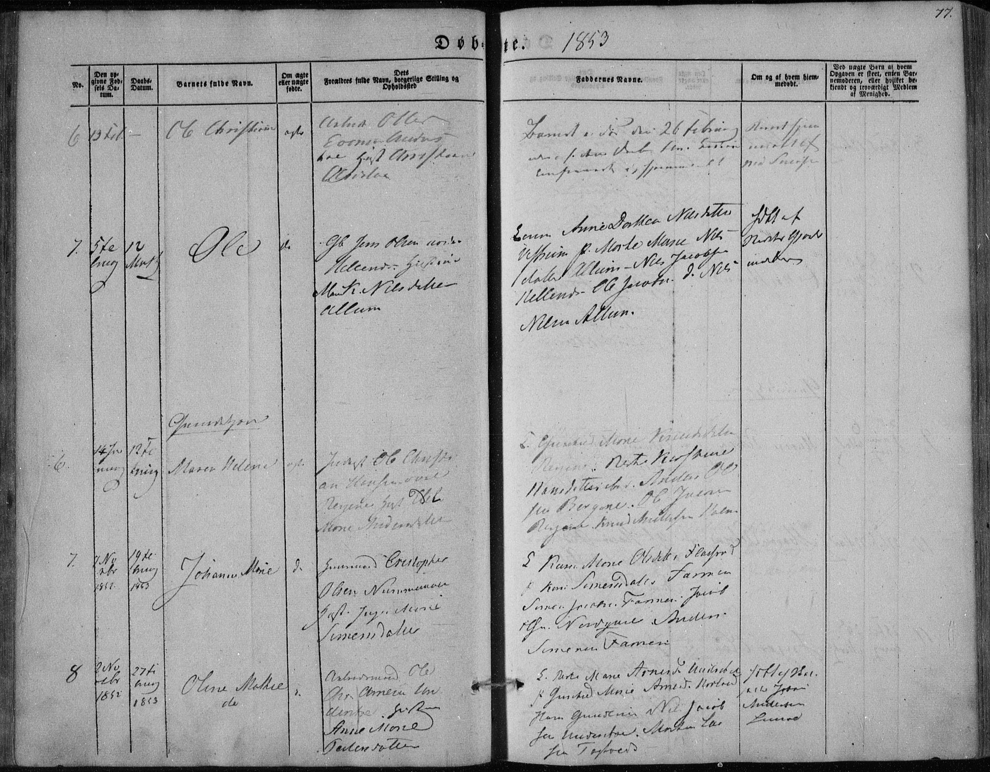 Hedrum kirkebøker, AV/SAKO-A-344/F/Fa/L0006: Parish register (official) no. I 6, 1849-1857, p. 77