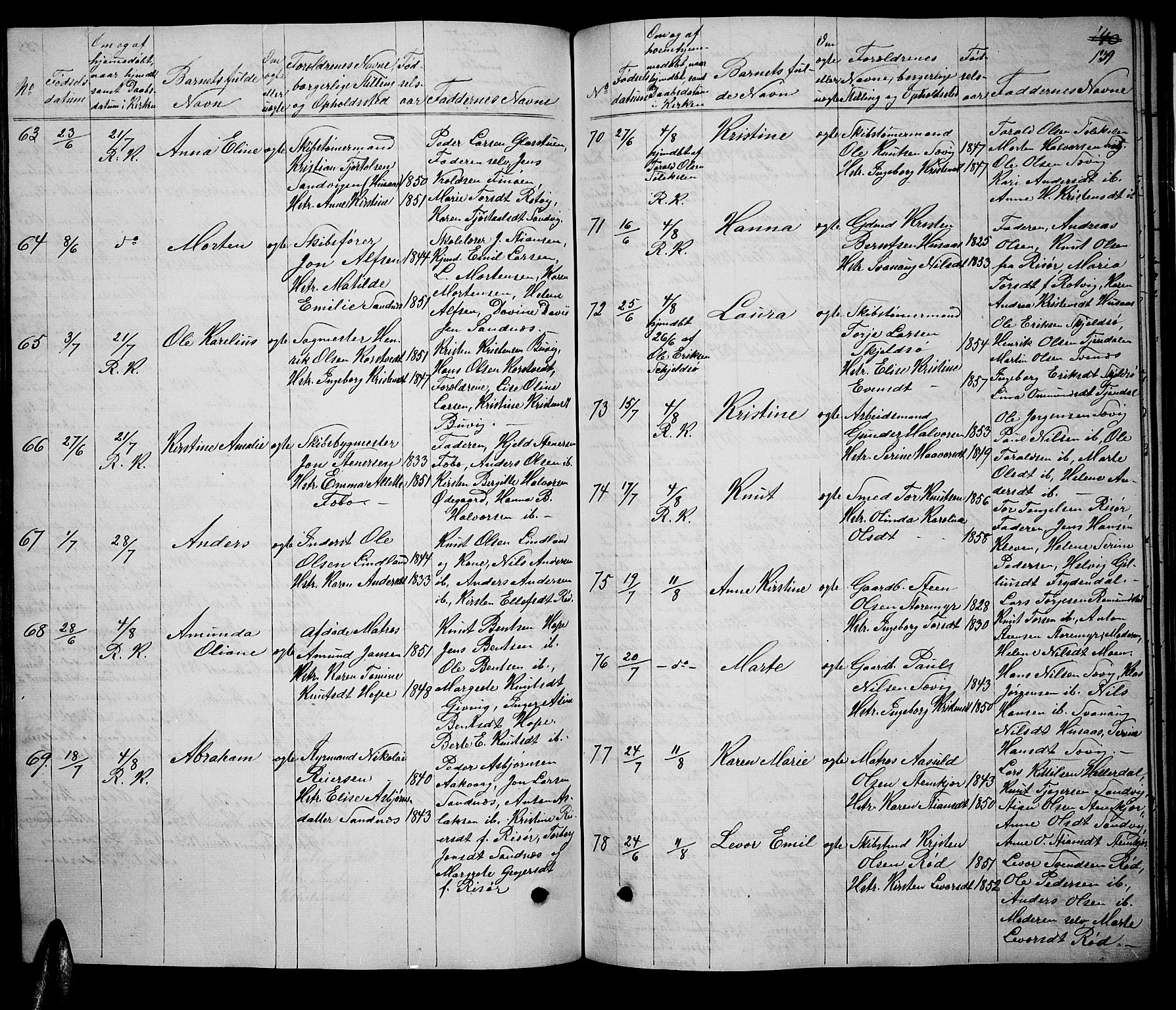 Søndeled sokneprestkontor, AV/SAK-1111-0038/F/Fb/L0004: Parish register (copy) no. B 4, 1857-1884, p. 139