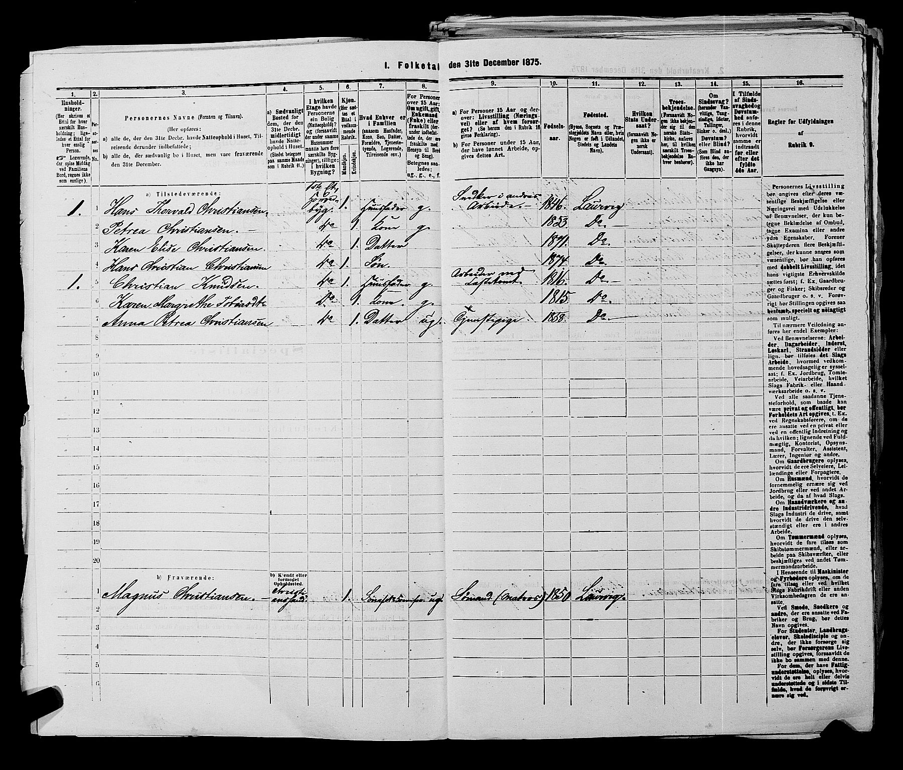 SAKO, 1875 census for 0707P Larvik, 1875, p. 764