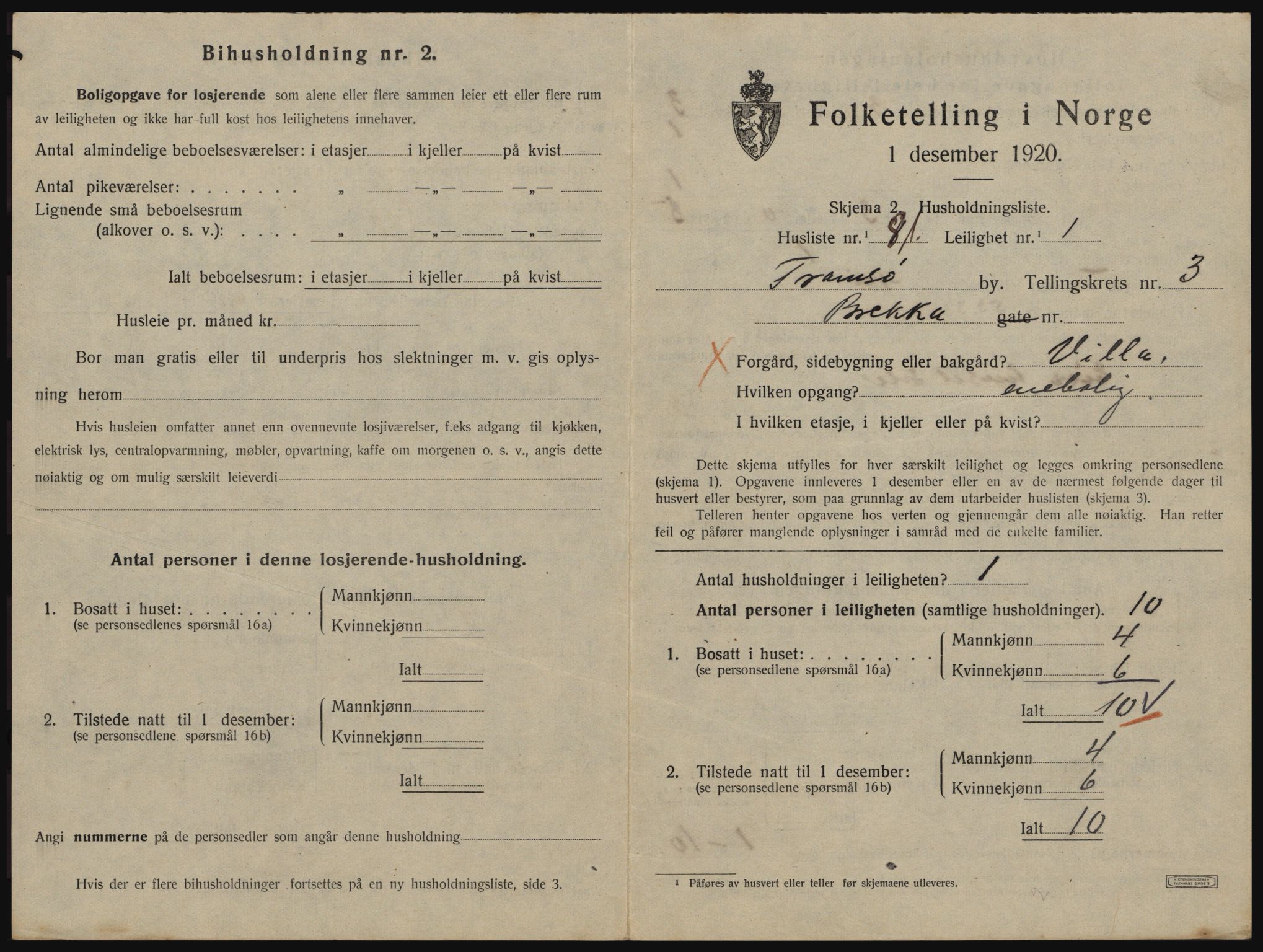 SATØ, 1920 census for Tromsø, 1920, p. 3355