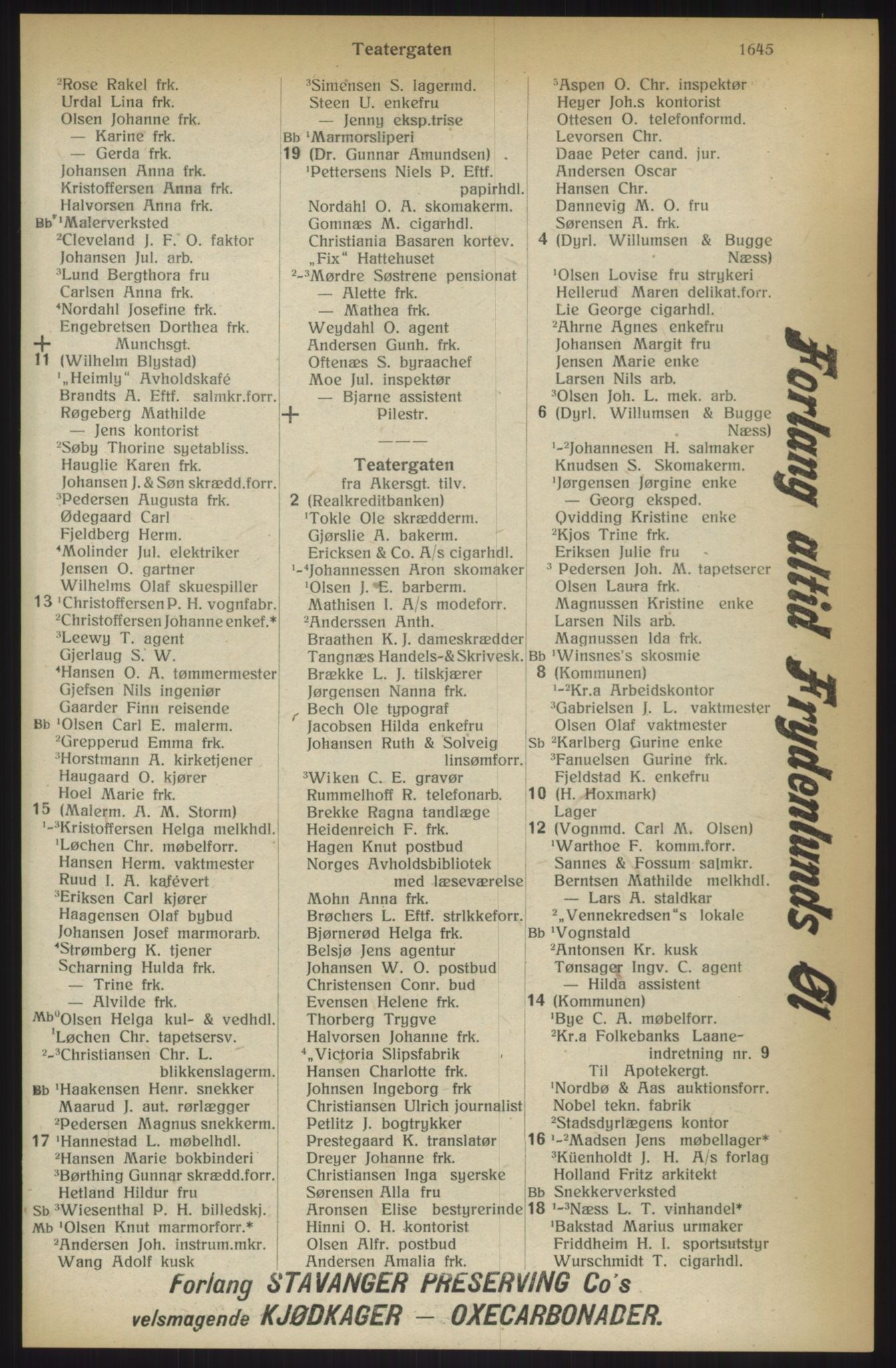 Kristiania/Oslo adressebok, PUBL/-, 1914, p. 1645