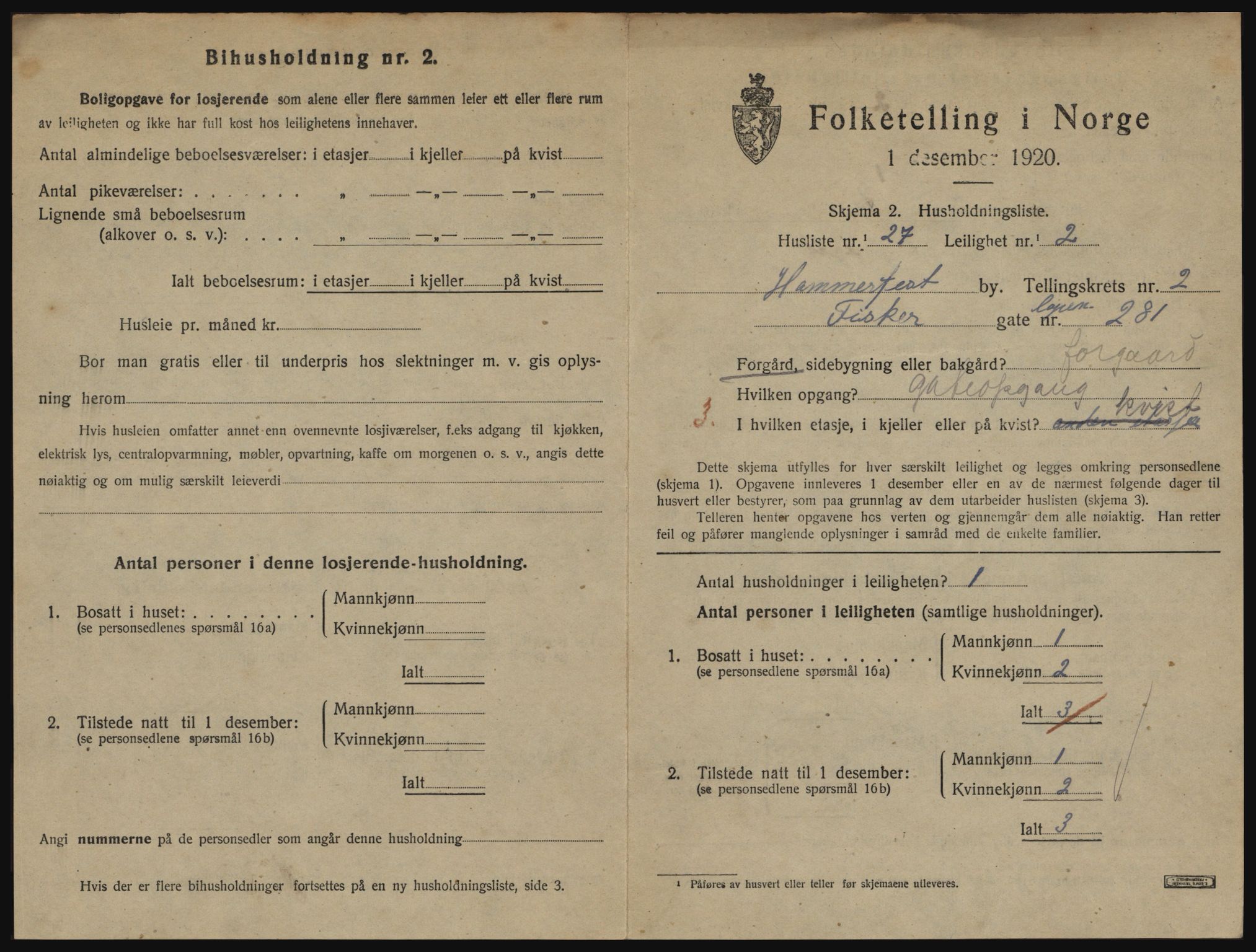 SATØ, 1920 census for Hammerfest, 1920, p. 1946