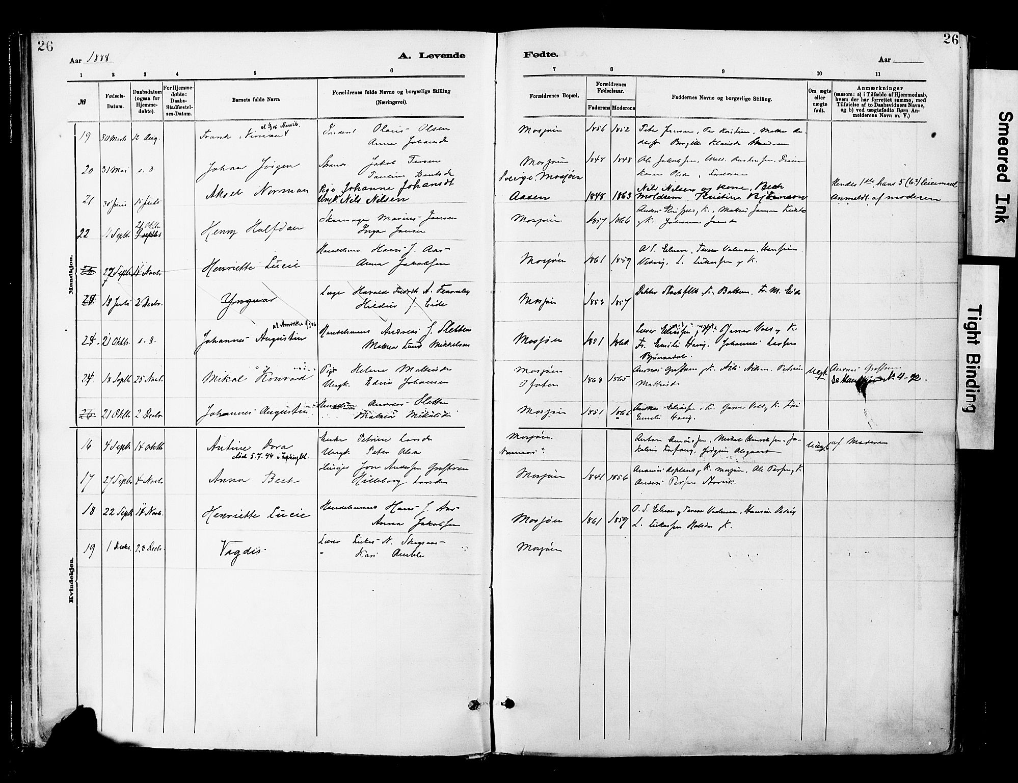 Ministerialprotokoller, klokkerbøker og fødselsregistre - Nordland, SAT/A-1459/820/L0296: Parish register (official) no. 820A17, 1880-1903, p. 26