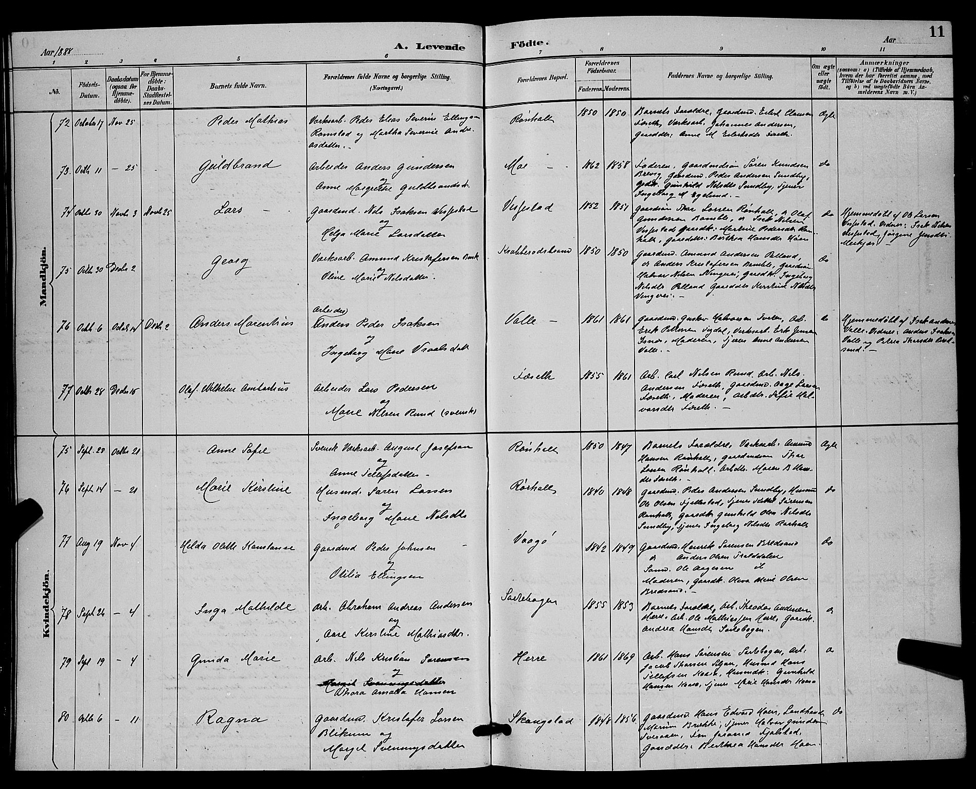 Bamble kirkebøker, SAKO/A-253/G/Ga/L0009: Parish register (copy) no. I 9, 1888-1900, p. 11