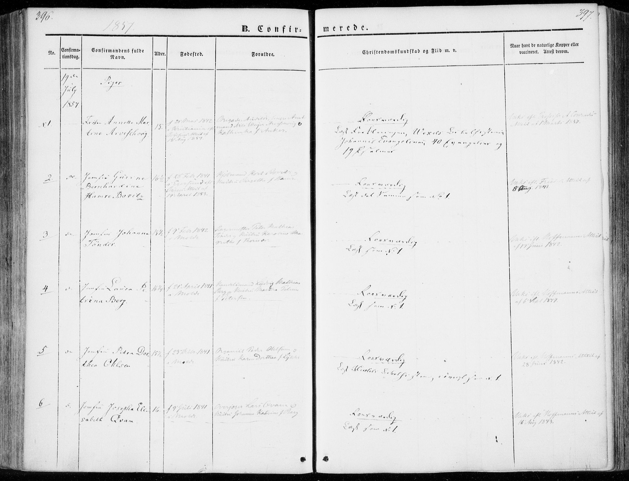 Ministerialprotokoller, klokkerbøker og fødselsregistre - Møre og Romsdal, AV/SAT-A-1454/558/L0689: Parish register (official) no. 558A03, 1843-1872, p. 396-397