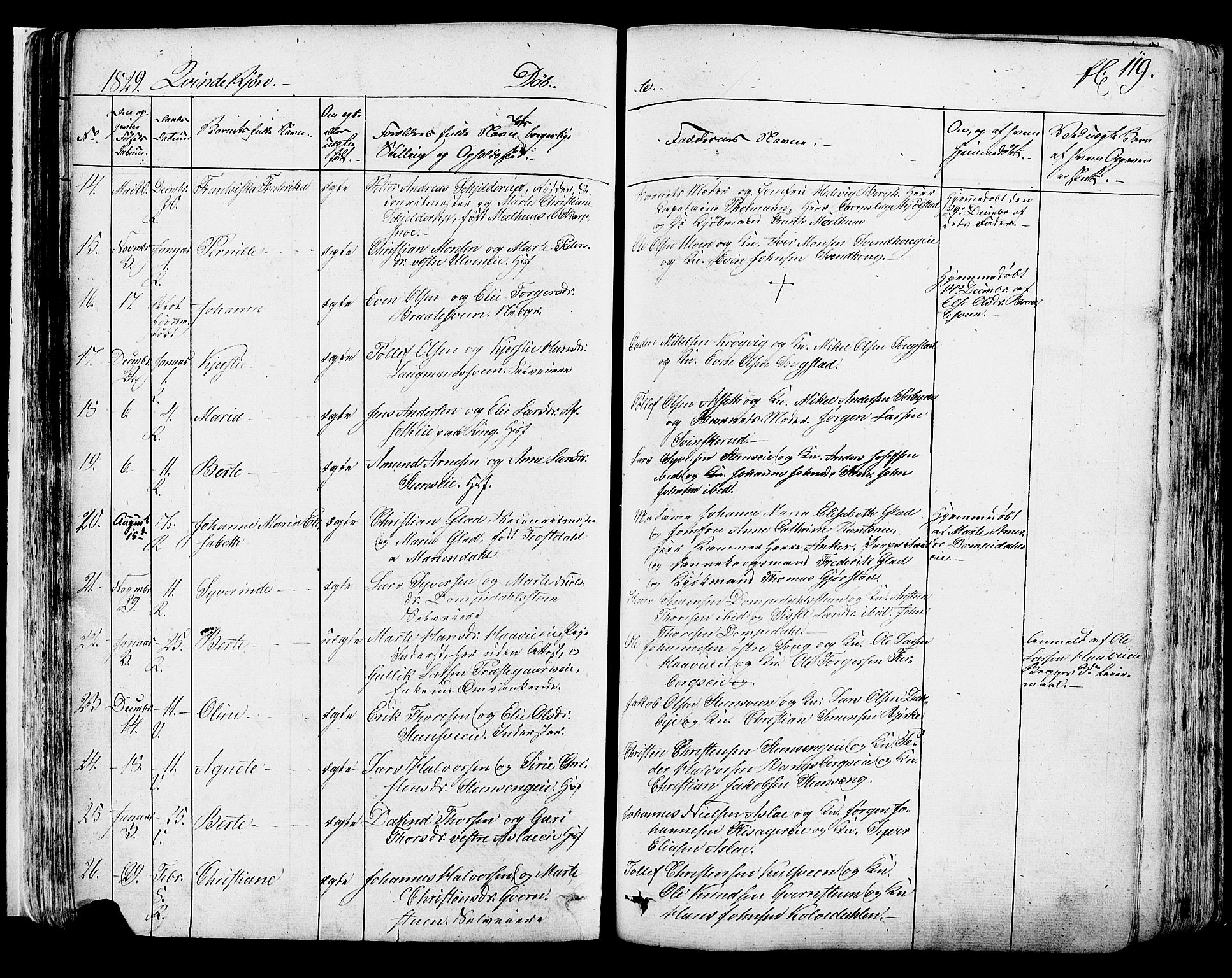 Ringsaker prestekontor, SAH/PREST-014/K/Ka/L0007: Parish register (official) no. 7A, 1826-1837, p. 119