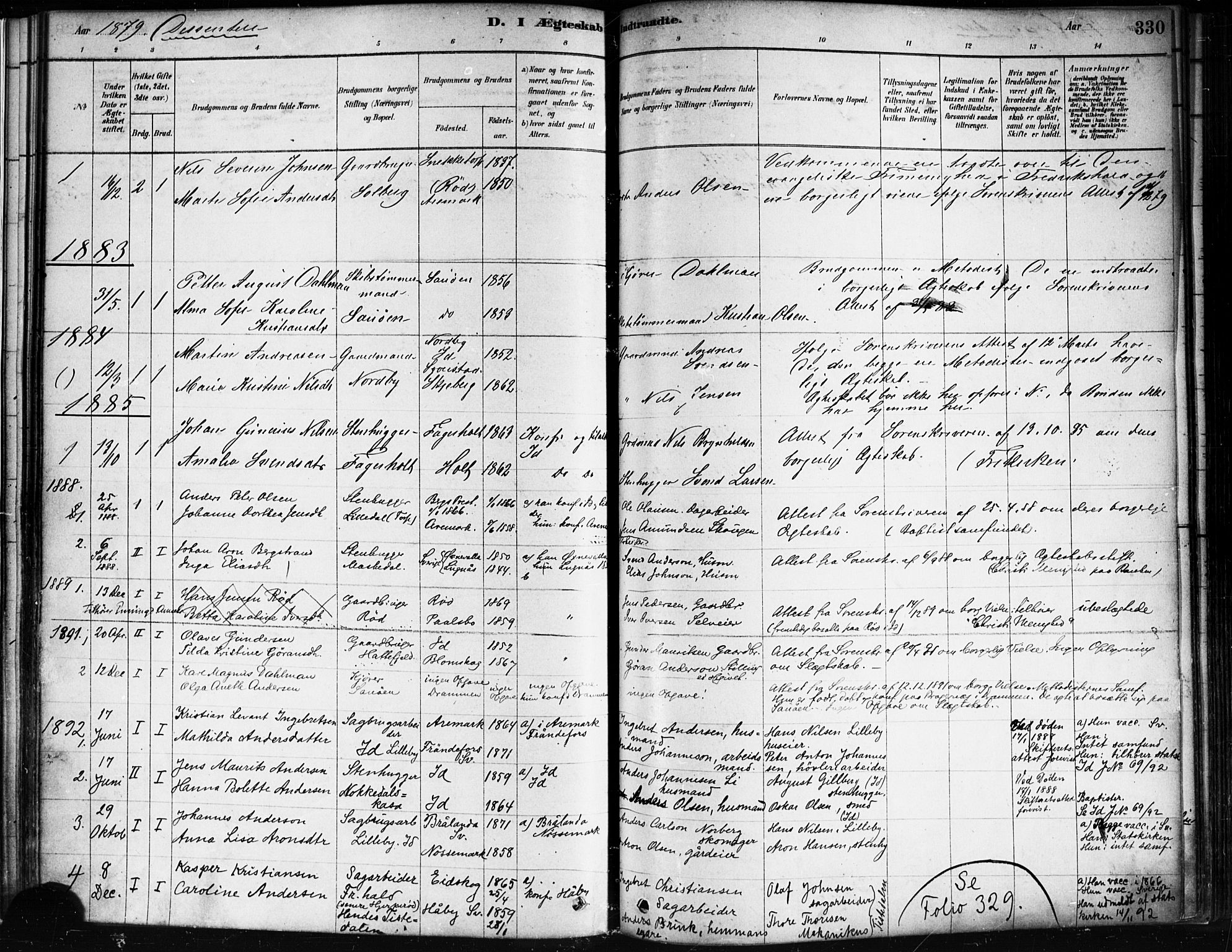 Idd prestekontor Kirkebøker, SAO/A-10911/F/Fc/L0006b: Parish register (official) no. III 6B, 1878-1903, p. 330