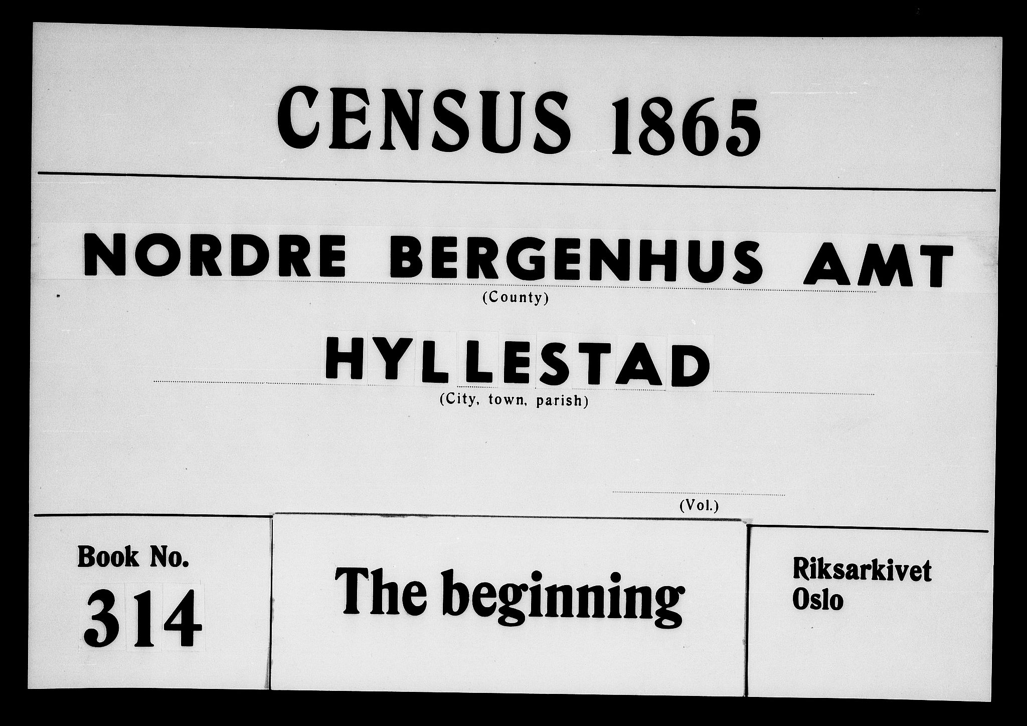RA, 1865 census for Hyllestad, 1865, p. 1