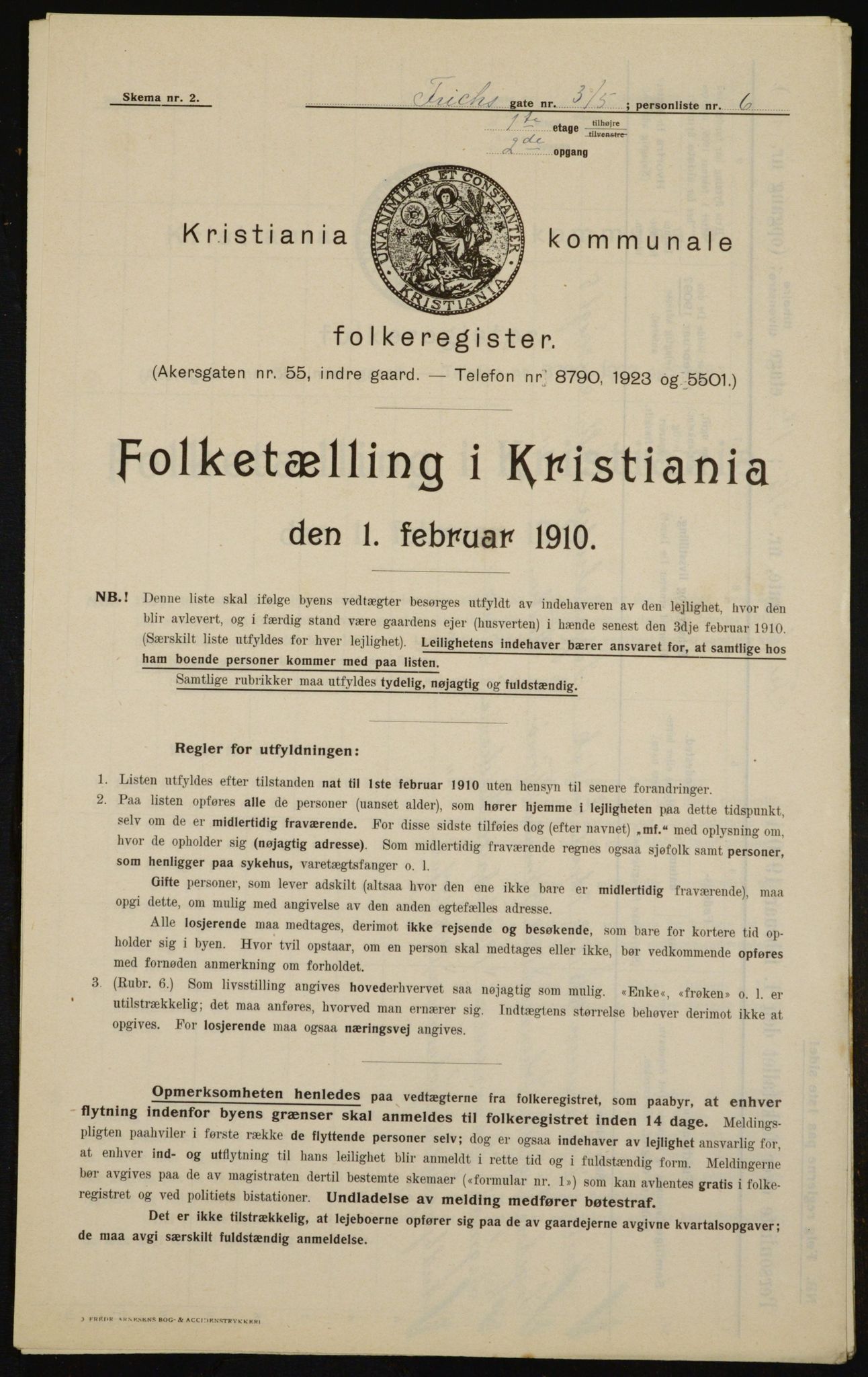 OBA, Municipal Census 1910 for Kristiania, 1910, p. 25096