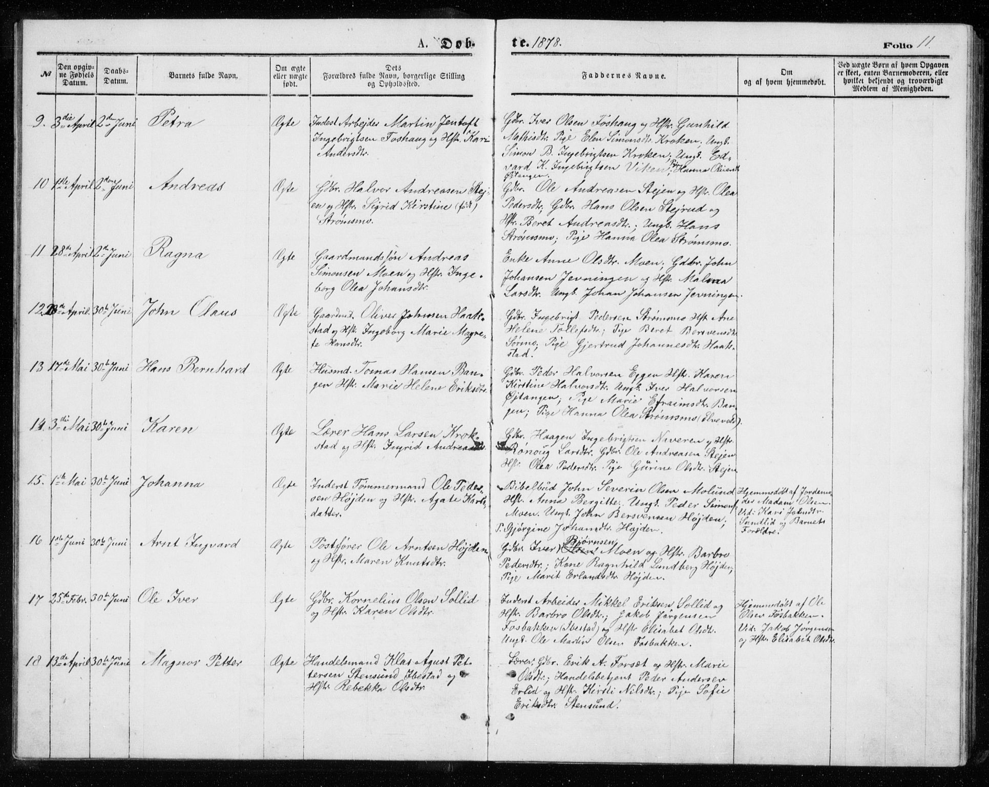 Målselv sokneprestembete, AV/SATØ-S-1311/G/Ga/Gab/L0007klokker: Parish register (copy) no. 7, 1876-1895, p. 11