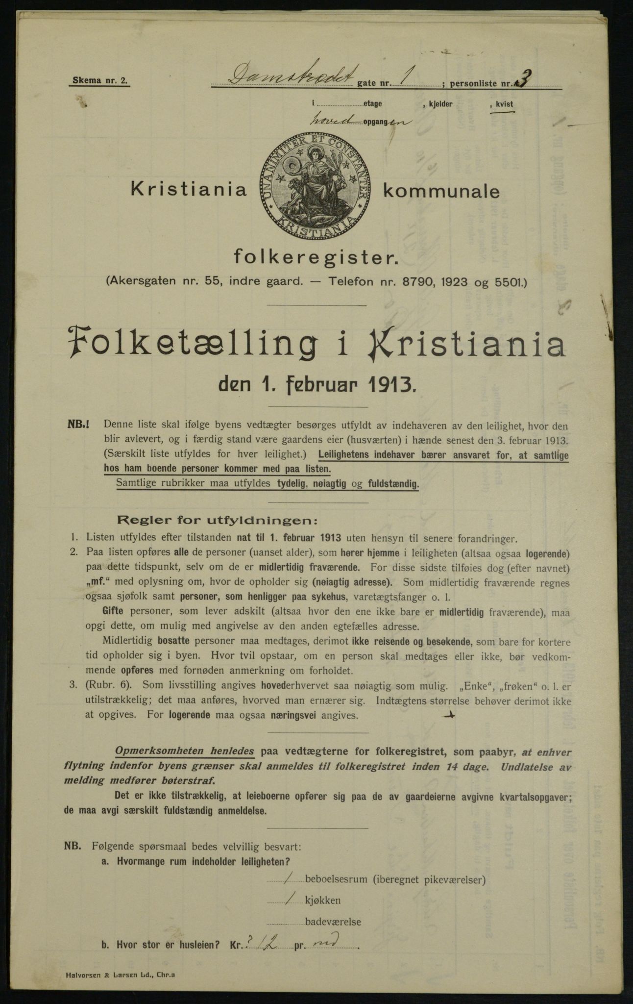 OBA, Municipal Census 1913 for Kristiania, 1913, p. 14417