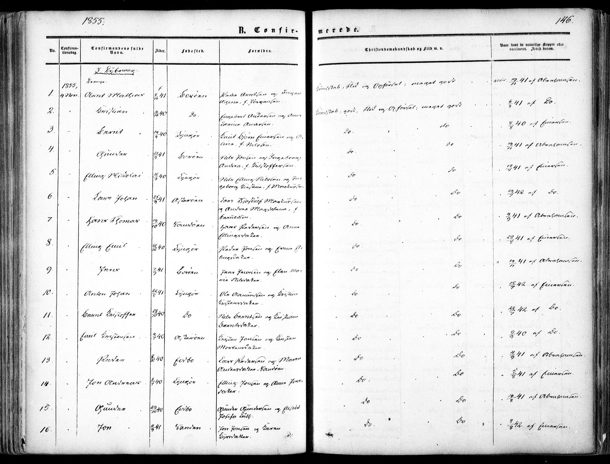 Dypvåg sokneprestkontor, SAK/1111-0007/F/Fa/Faa/L0006: Parish register (official) no. A 6, 1855-1872, p. 146