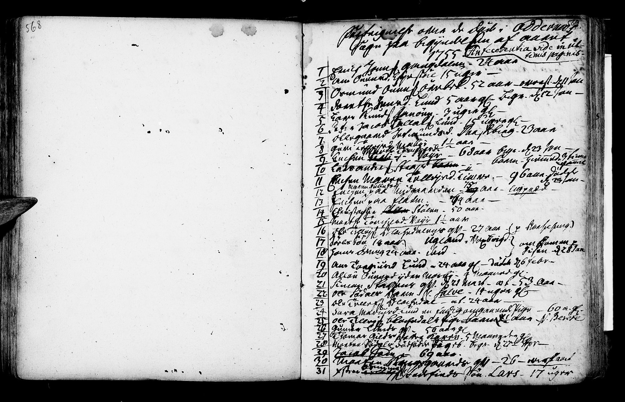 Oddernes sokneprestkontor, SAK/1111-0033/F/Fa/Faa/L0002: Parish register (official) no. A 2, 1719-1764, p. 568-569