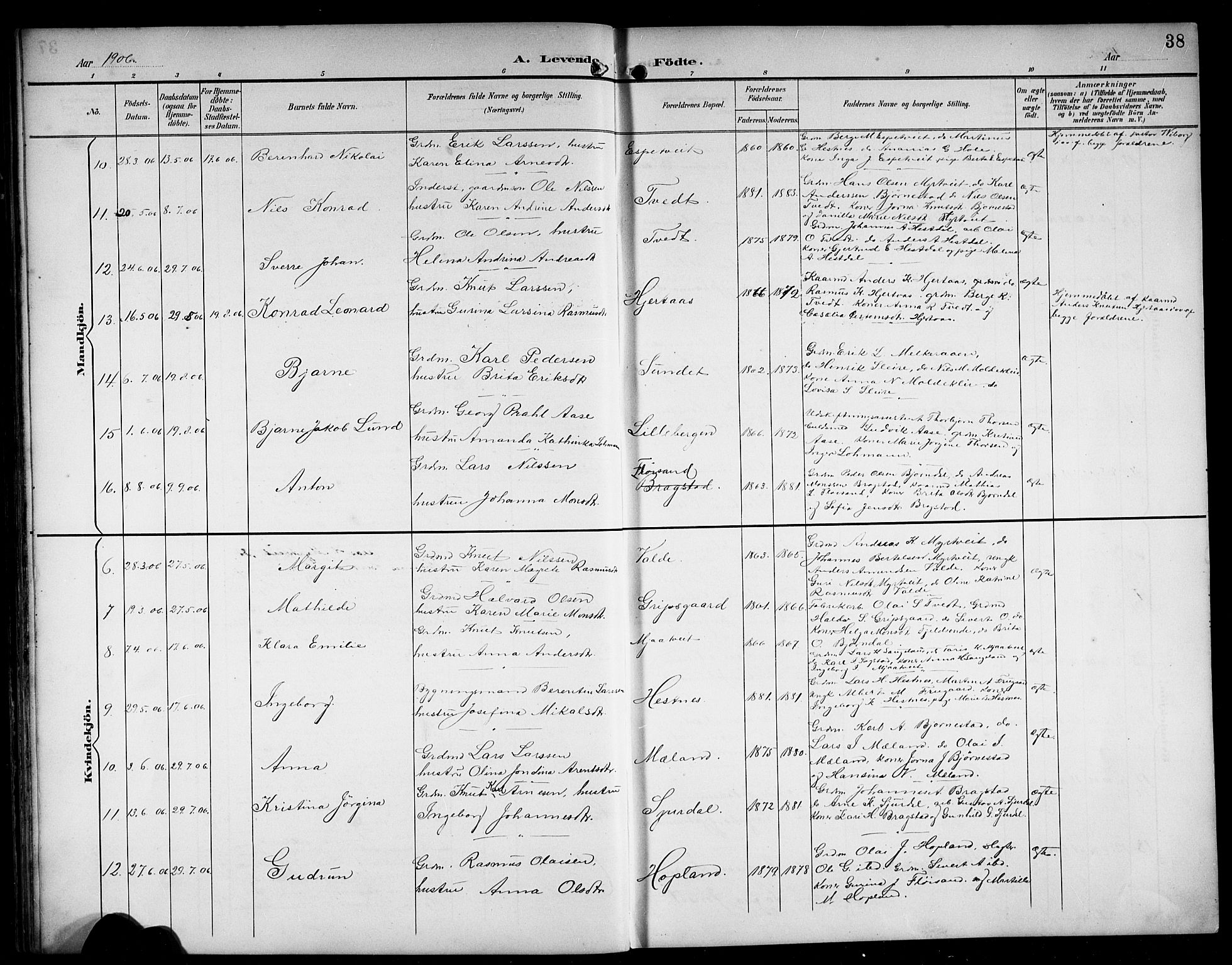 Alversund Sokneprestembete, SAB/A-73901/H/Ha/Hab: Parish register (copy) no. C 4, 1894-1924, p. 38