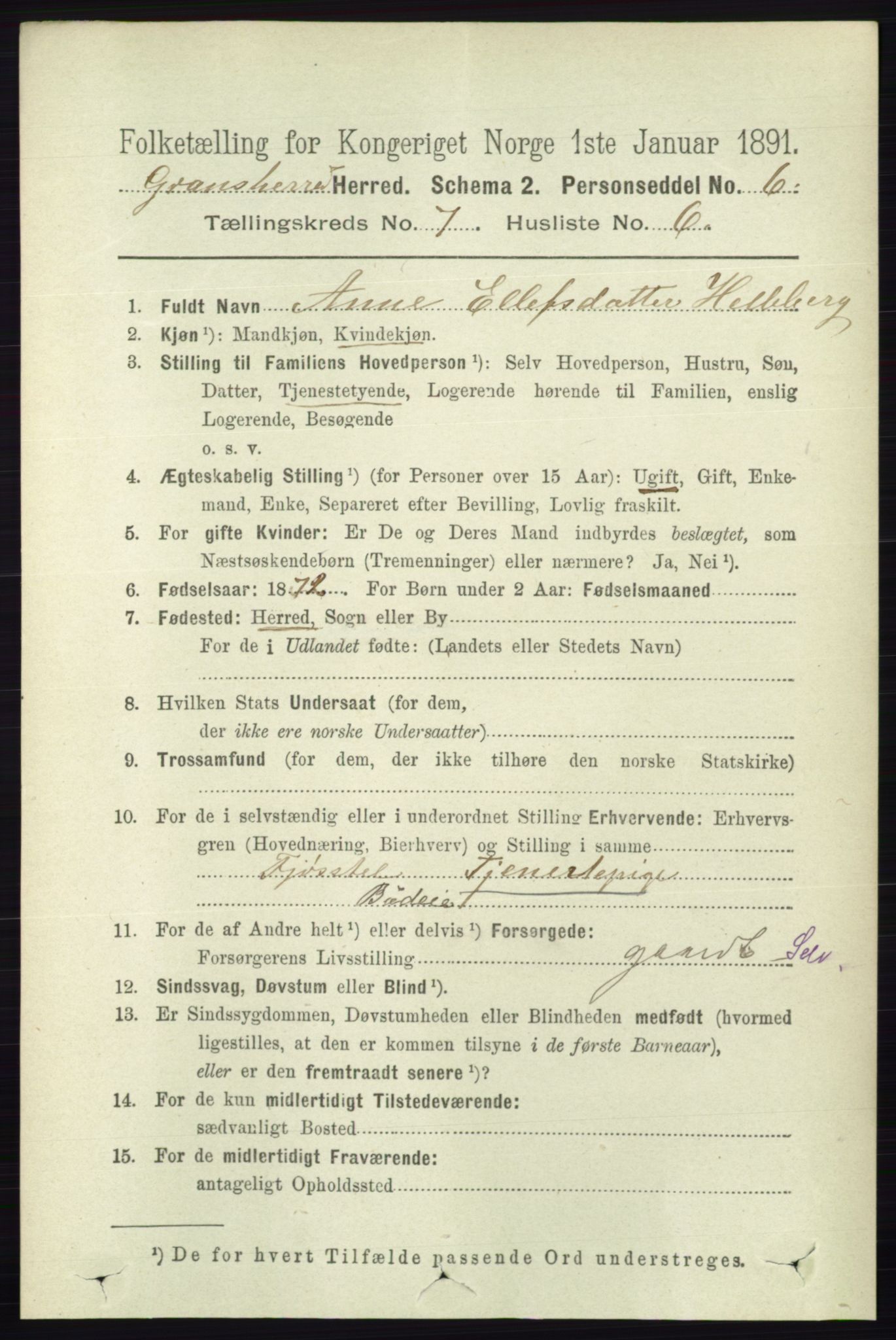 RA, 1891 census for 0824 Gransherad, 1891, p. 1241