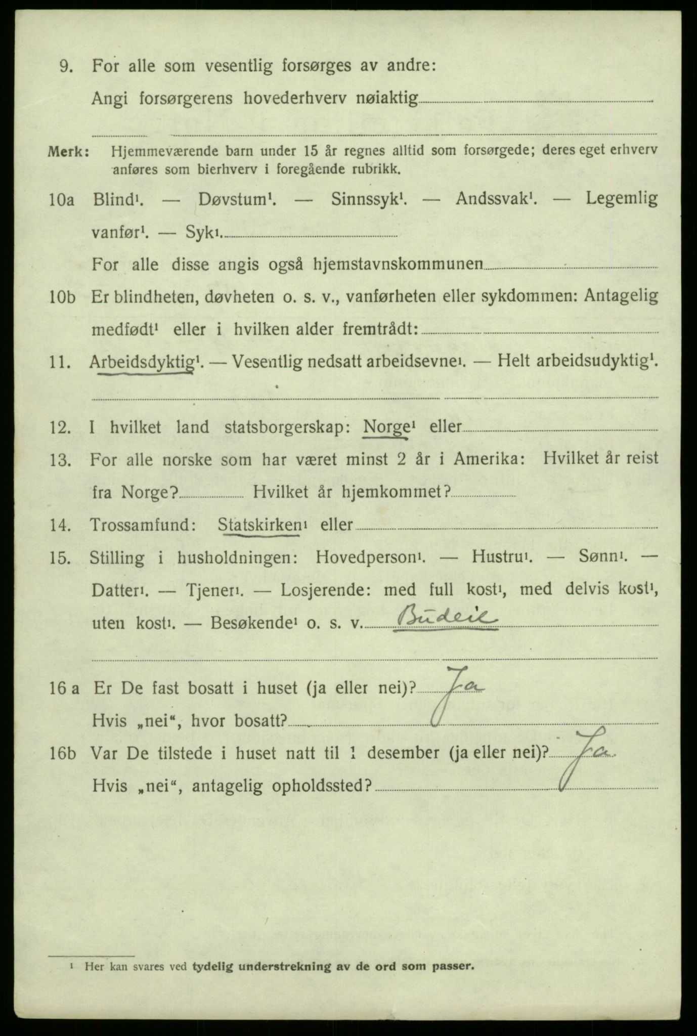 SAB, 1920 census for Granvin, 1920, p. 1169