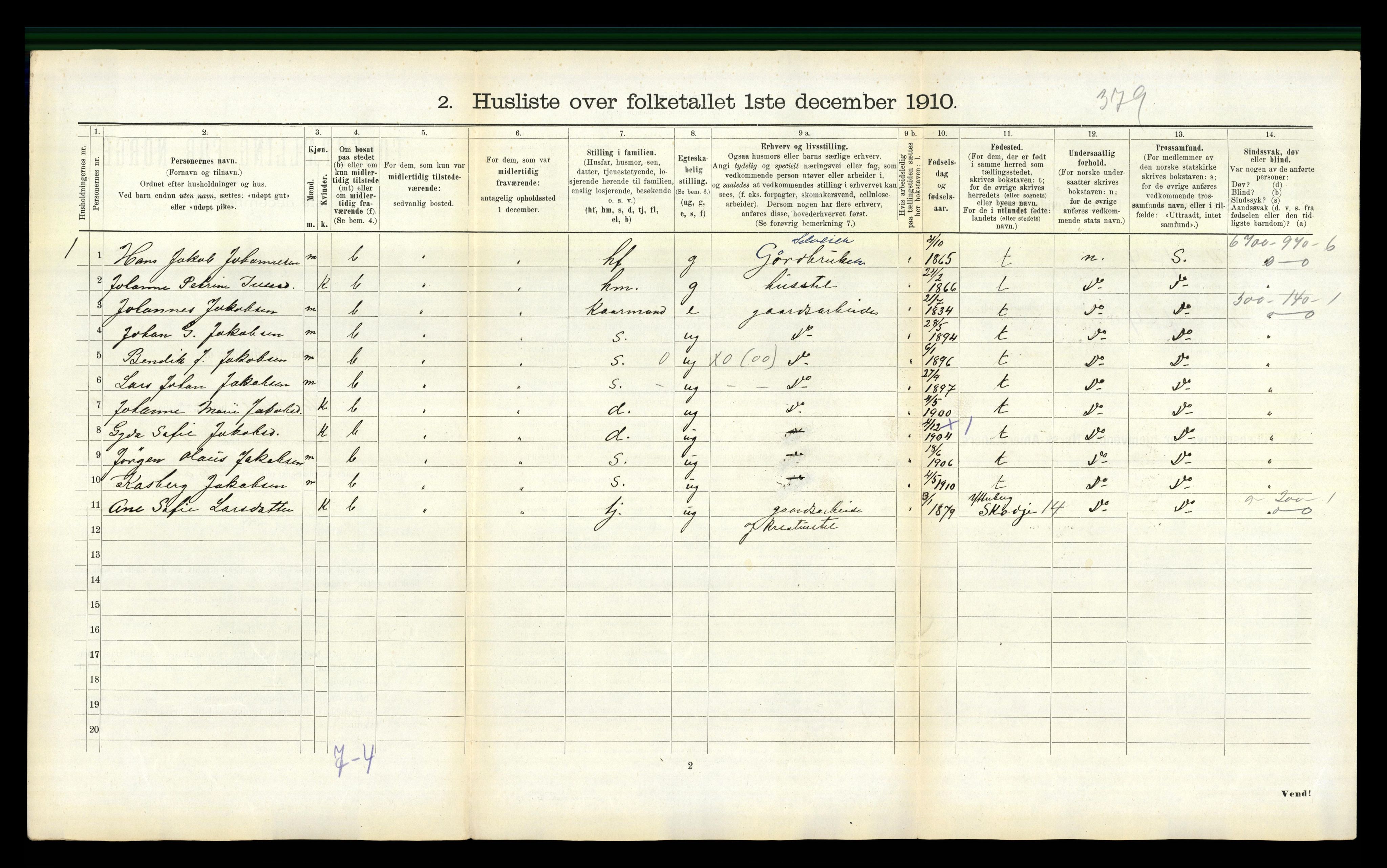 RA, 1910 census for Stordal, 1910, p. 165