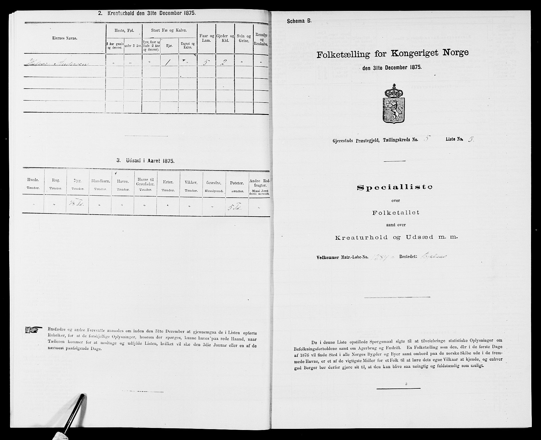 SAK, 1875 census for 0911P Gjerstad, 1875, p. 519