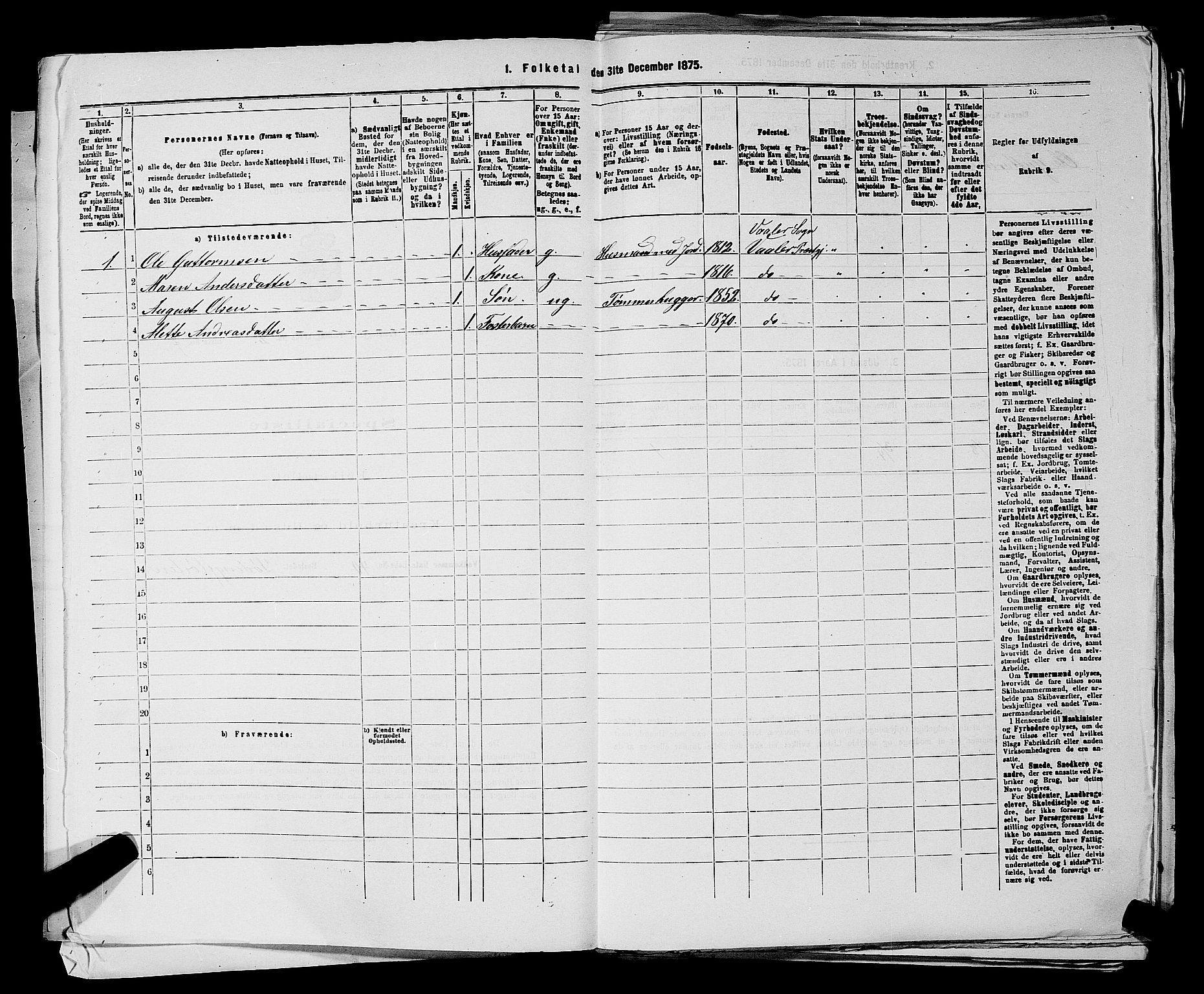 RA, 1875 census for 0137P Våler, 1875, p. 242