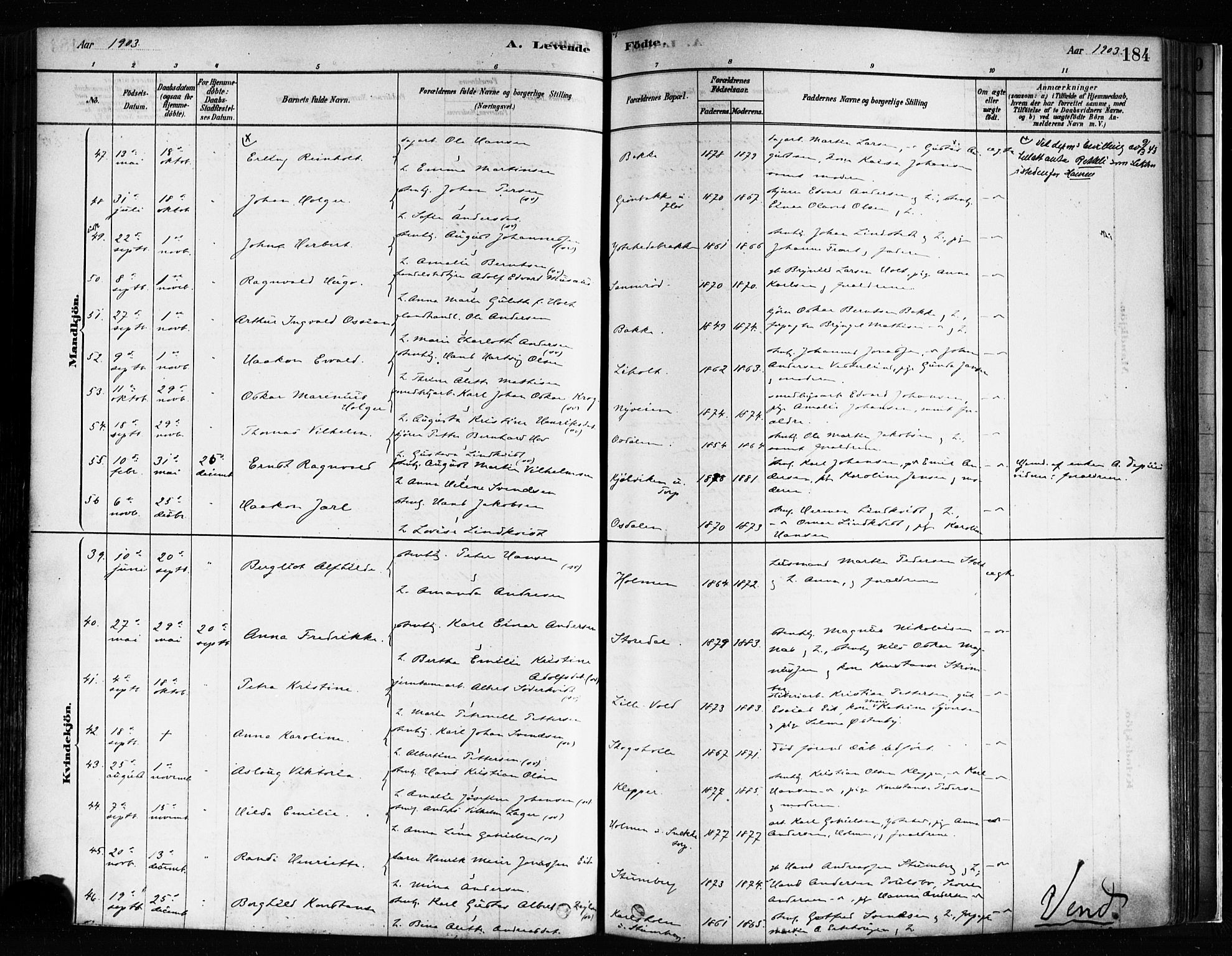 Idd prestekontor Kirkebøker, AV/SAO-A-10911/F/Fc/L0006a: Parish register (official) no. III 6A, 1878-1903, p. 184