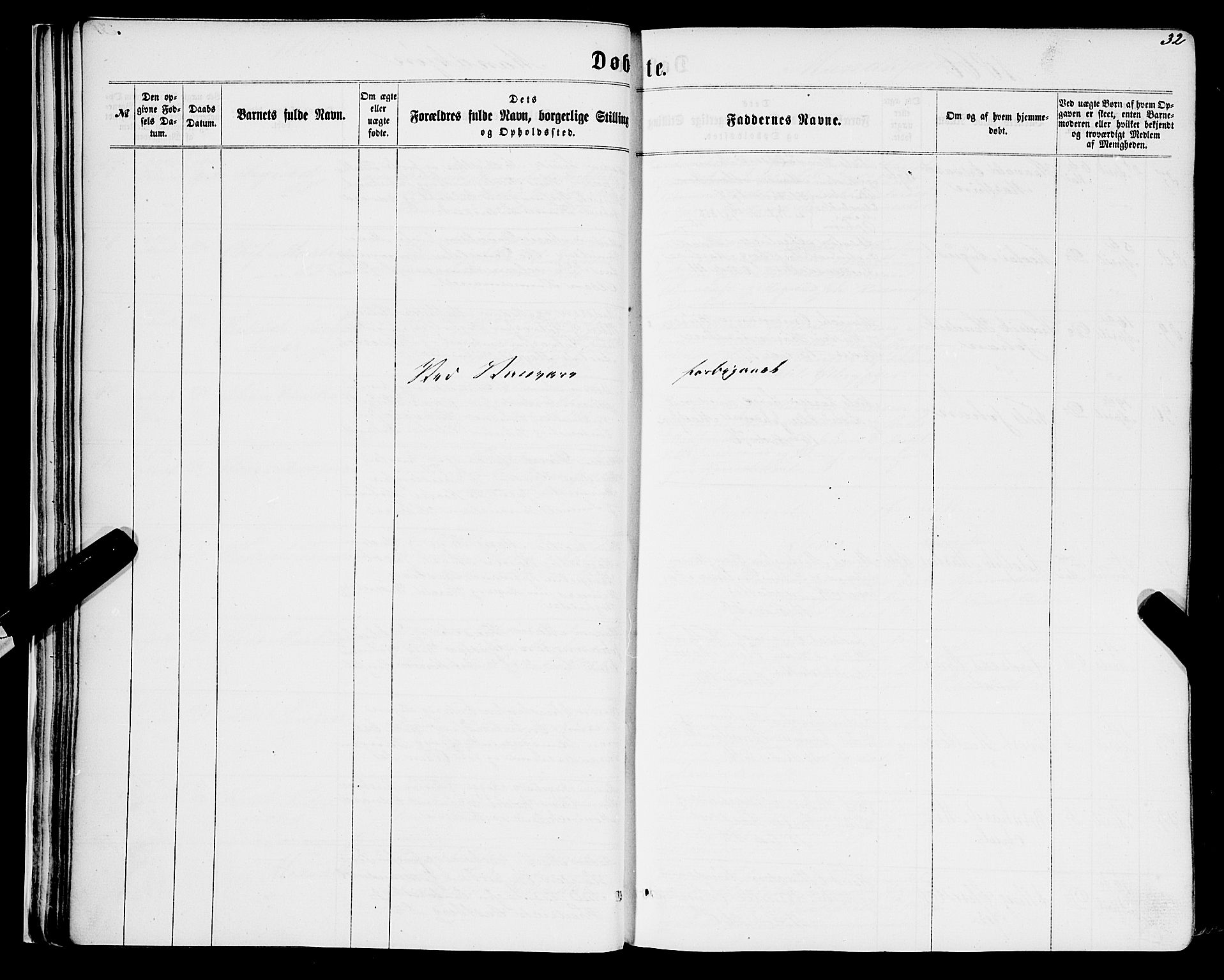 Domkirken sokneprestembete, SAB/A-74801/H/Haa/L0021: Parish register (official) no. B 4, 1859-1871, p. 32