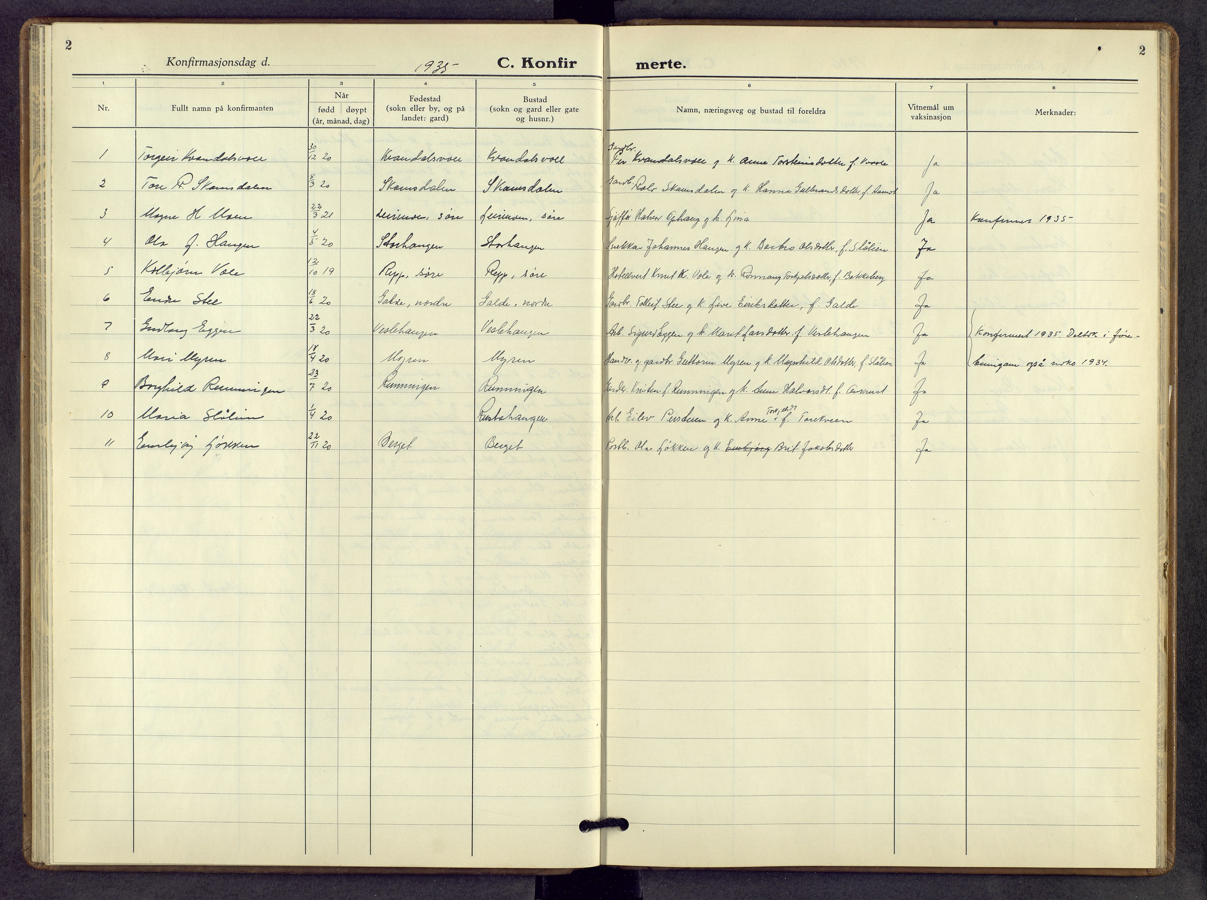 Lom prestekontor, SAH/PREST-070/L/L0008: Parish register (copy) no. 8, 1933-1966, p. 2