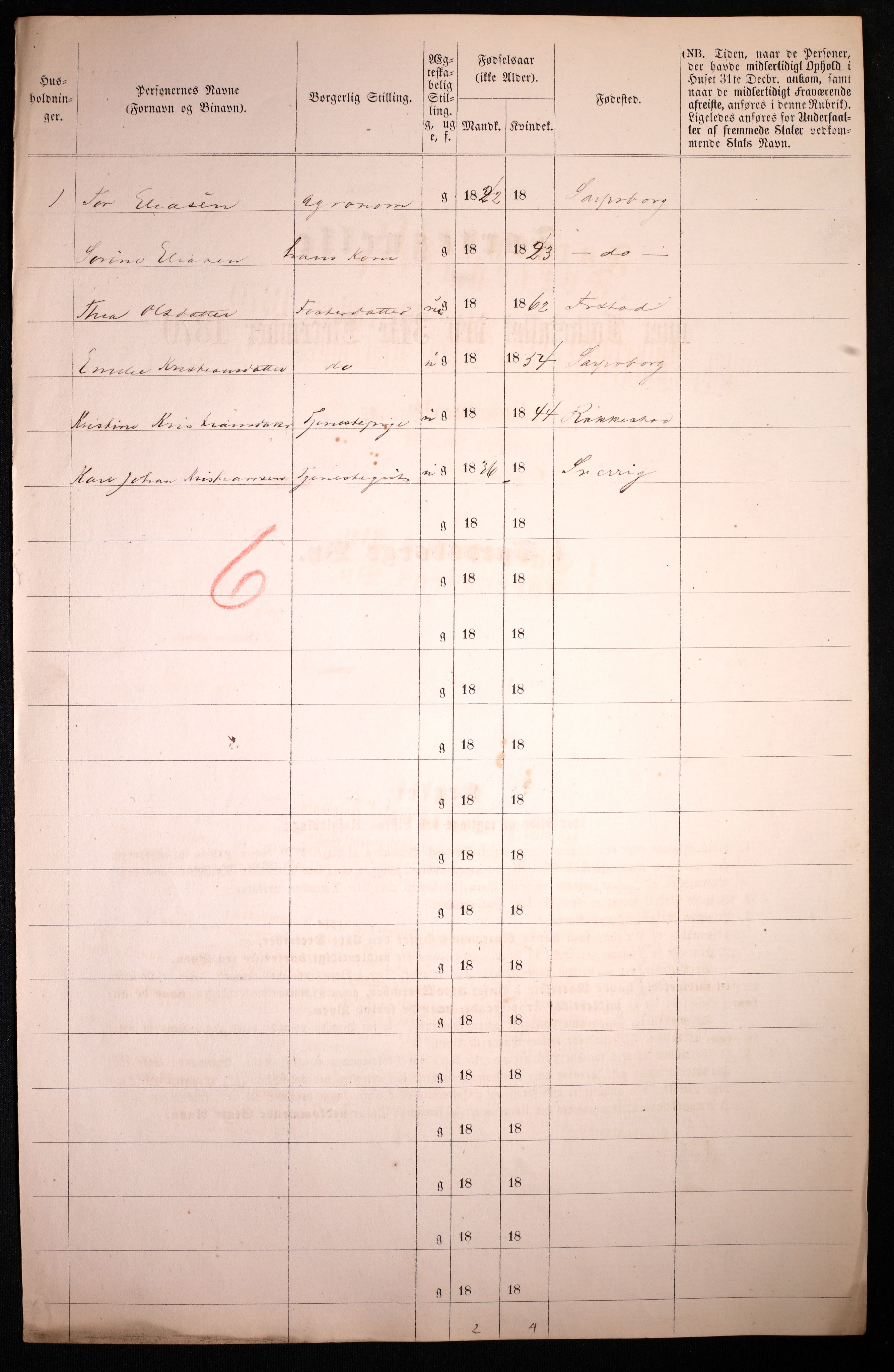 RA, 1870 census for 0102 Sarpsborg, 1870, p. 322