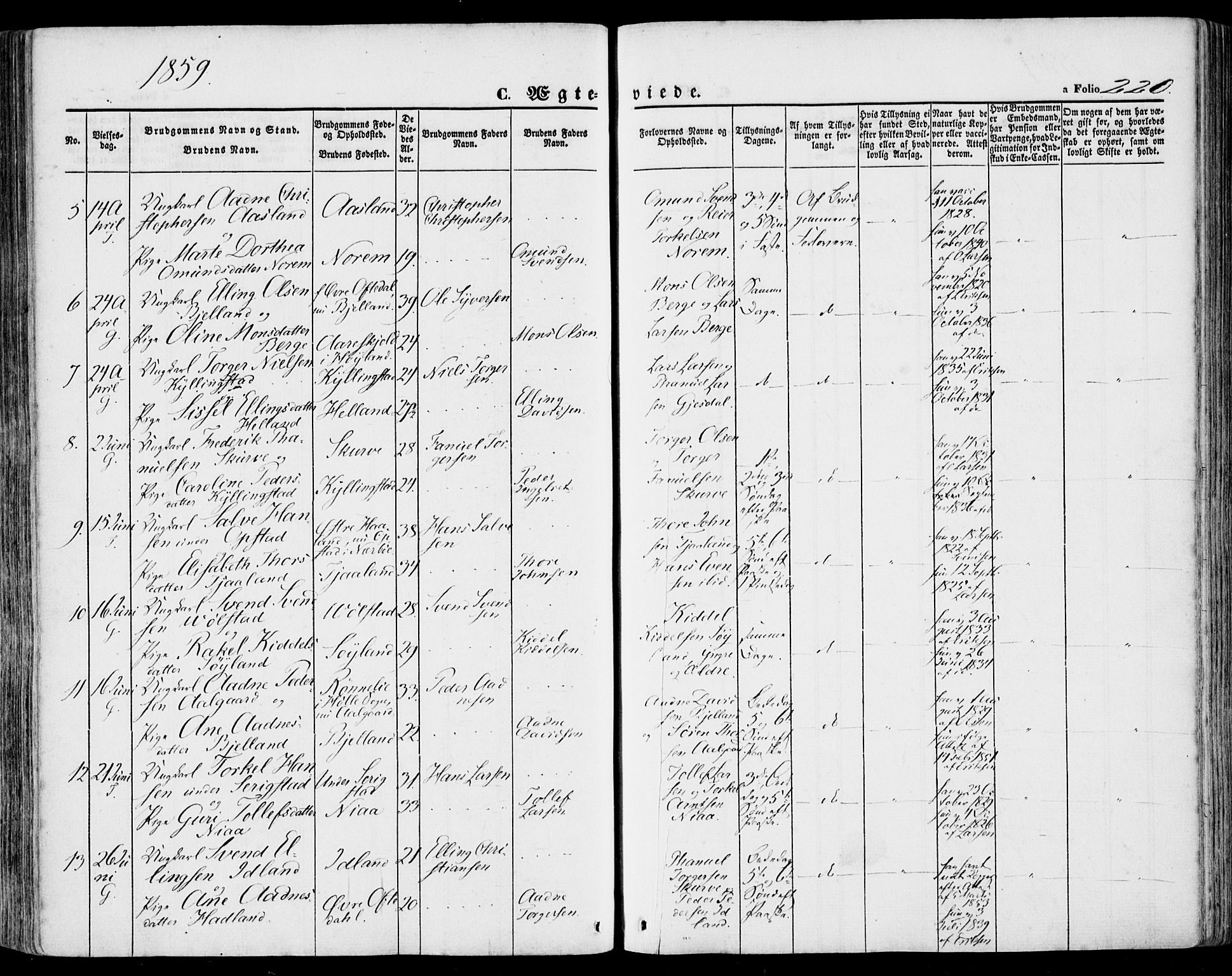 Lye sokneprestkontor, AV/SAST-A-101794/001/30BA/L0007: Parish register (official) no. A 6, 1856-1871, p. 220