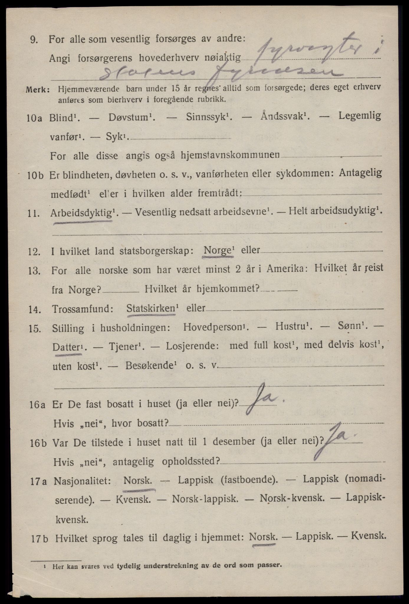 SAT, 1920 census for Værøy, 1920, p. 2224