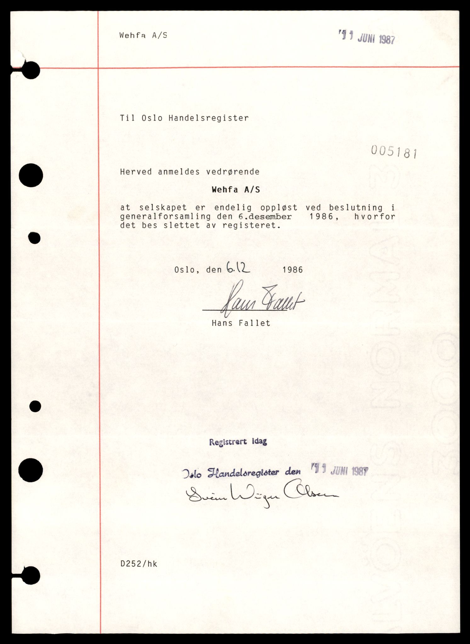 Oslo byfogd, Handelsregisteret, AV/SAT-A-10867/G/Gb/Gbb/L0103: Registreringsmeldinger, Ve-Ø, 1987, p. 5