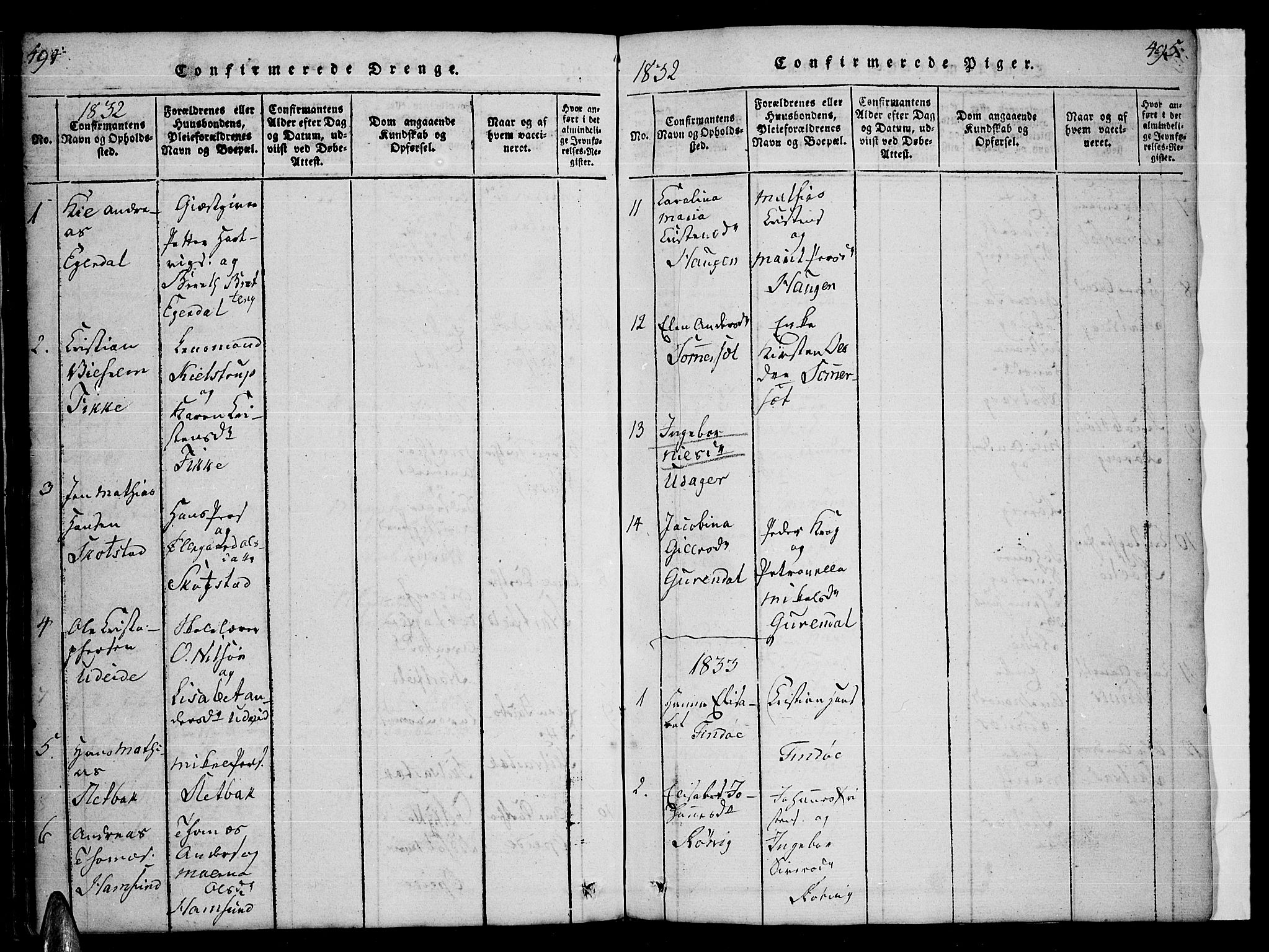 Ministerialprotokoller, klokkerbøker og fødselsregistre - Nordland, AV/SAT-A-1459/859/L0855: Parish register (copy) no. 859C01, 1821-1839, p. 494-495