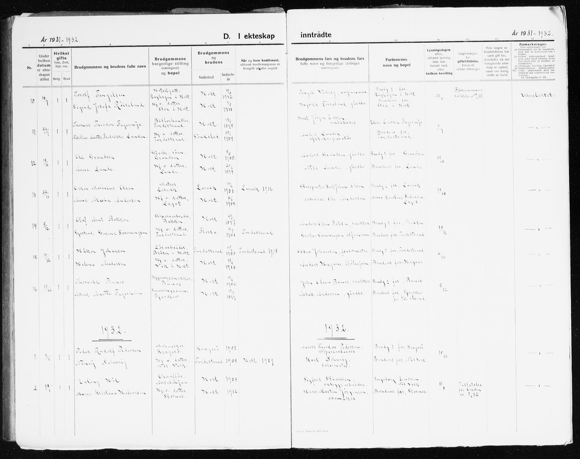 Holt sokneprestkontor, AV/SAK-1111-0021/F/Fb/L0012: Parish register (copy) no. B 12, 1919-1944