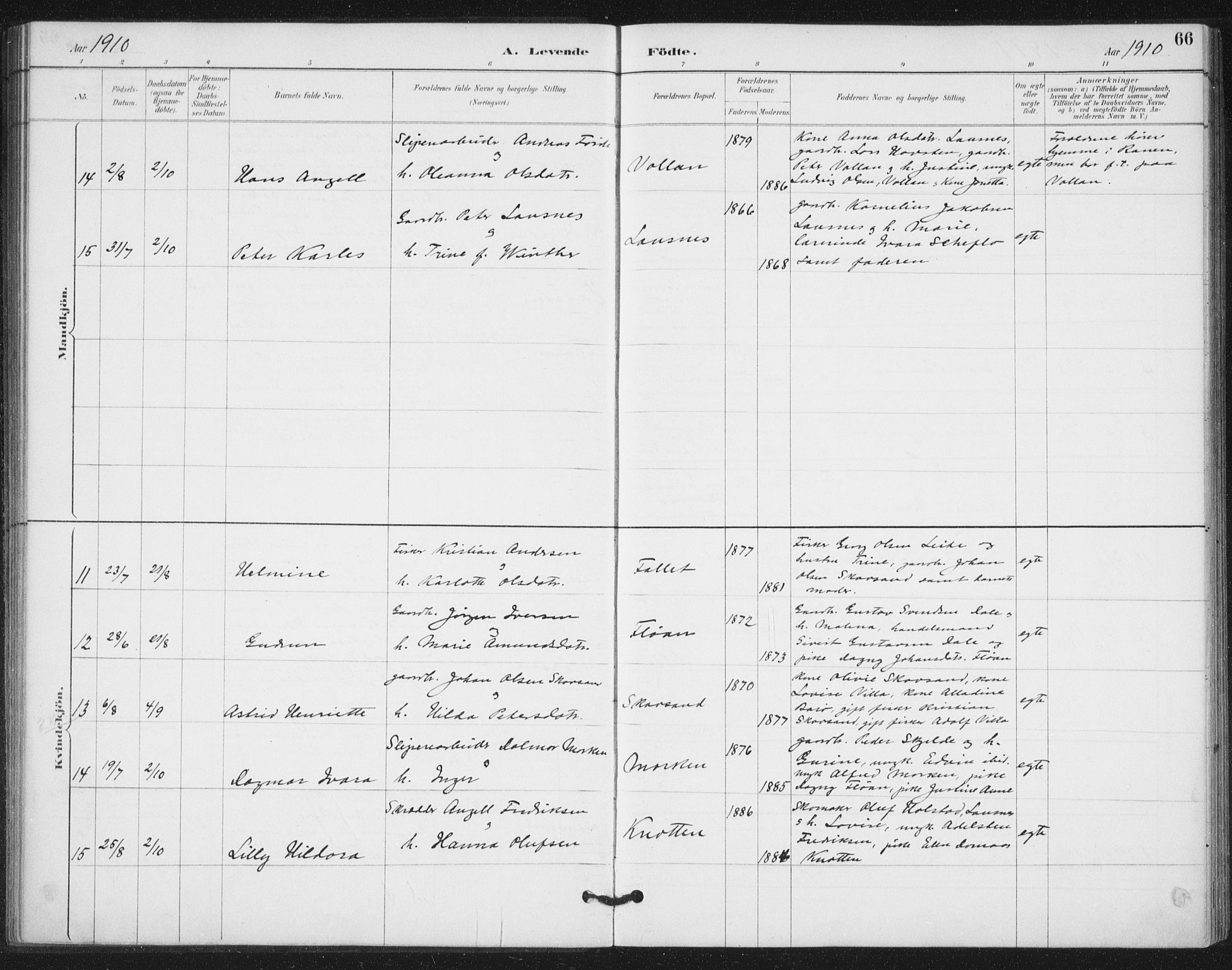 Ministerialprotokoller, klokkerbøker og fødselsregistre - Nord-Trøndelag, SAT/A-1458/772/L0603: Parish register (official) no. 772A01, 1885-1912, p. 66