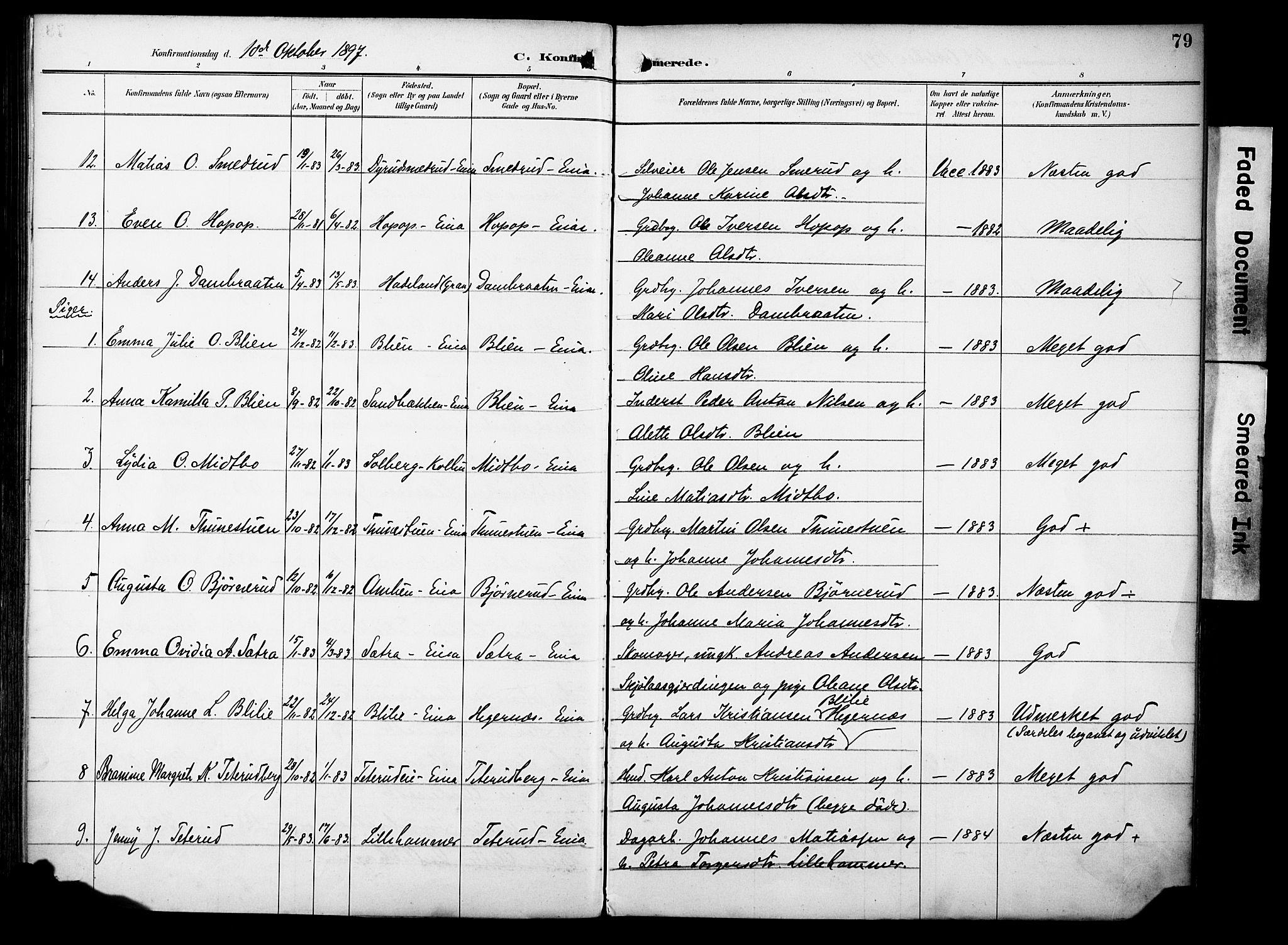 Vestre Toten prestekontor, SAH/PREST-108/H/Ha/Haa/L0012: Parish register (official) no. 12, 1890-1906, p. 79