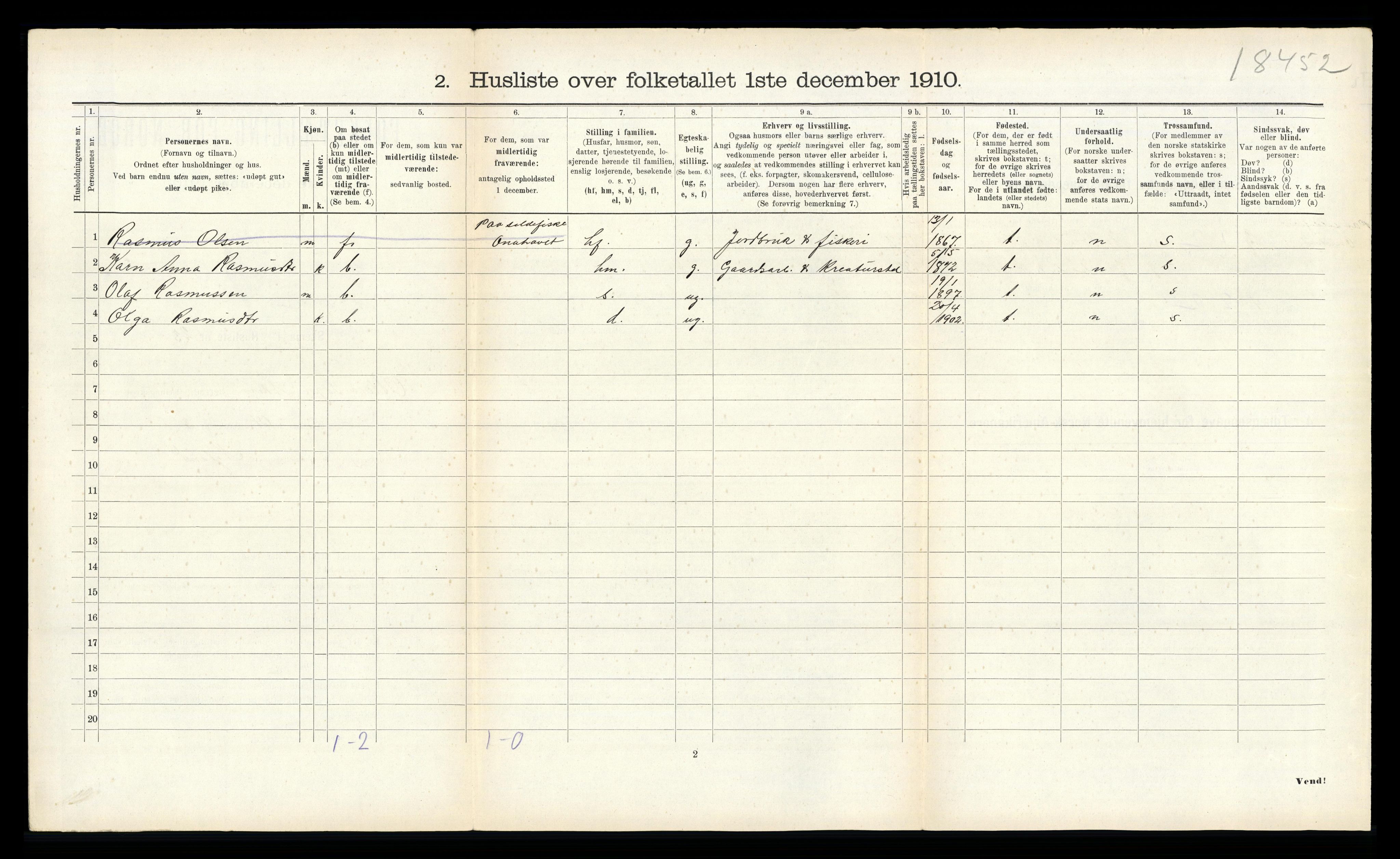 RA, 1910 census for Aukra, 1910, p. 545