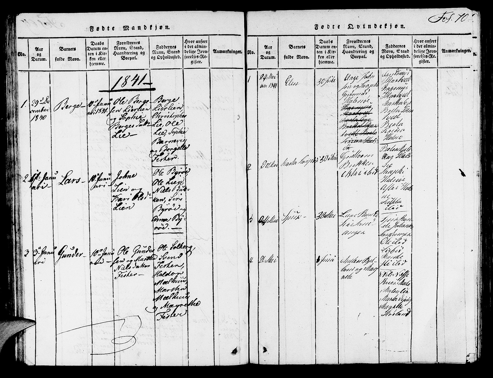 Hjelmeland sokneprestkontor, AV/SAST-A-101843/01/V/L0003: Parish register (copy) no. B 3, 1816-1841, p. 70