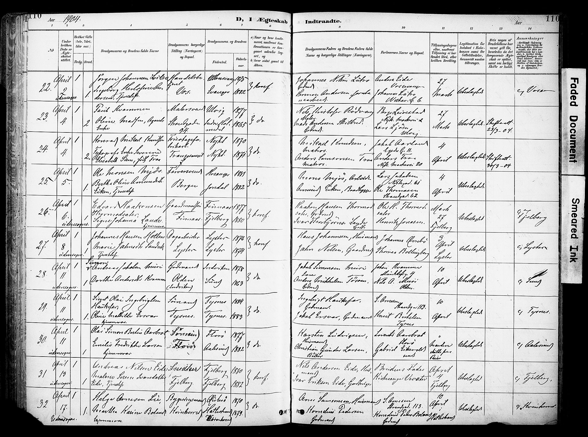 Nykirken Sokneprestembete, AV/SAB-A-77101/H/Haa/L0034: Parish register (official) no. D 4, 1896-1905, p. 110