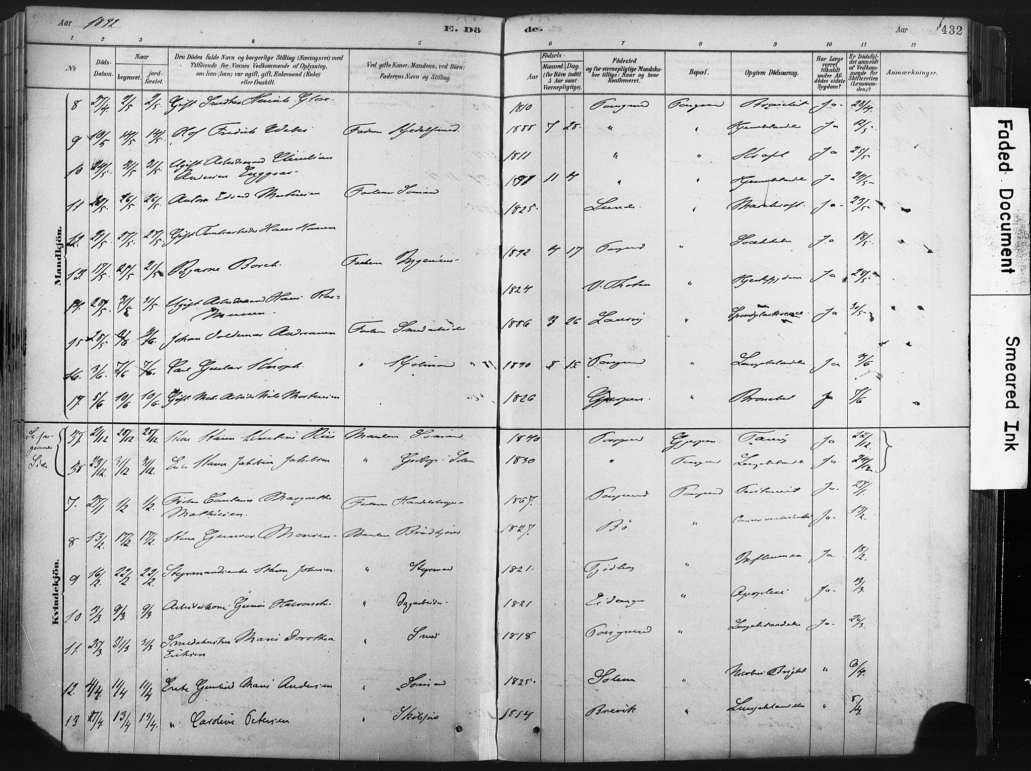 Porsgrunn kirkebøker , SAKO/A-104/F/Fa/L0008: Parish register (official) no. 8, 1878-1895, p. 432